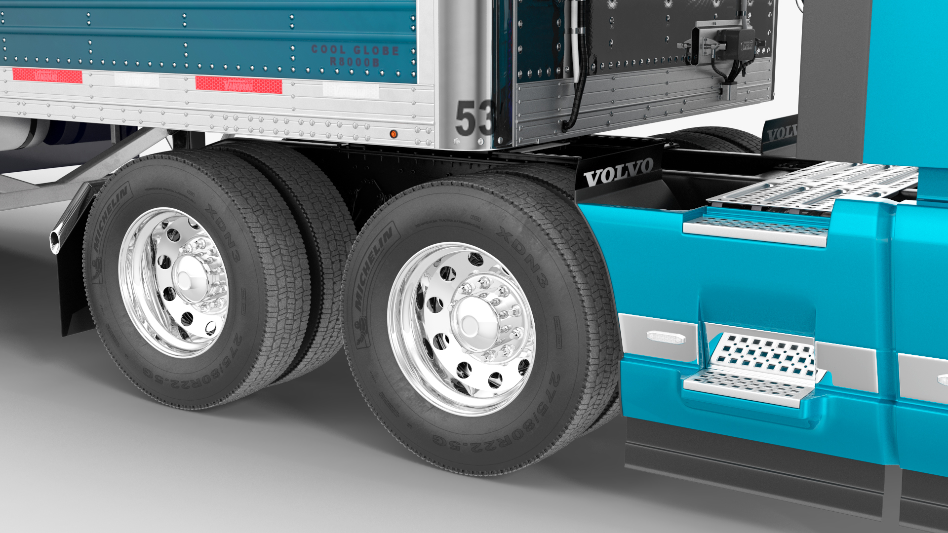 Volvo VNL 860 Truck with Reefer Trailer Your Brand Rigged 3D