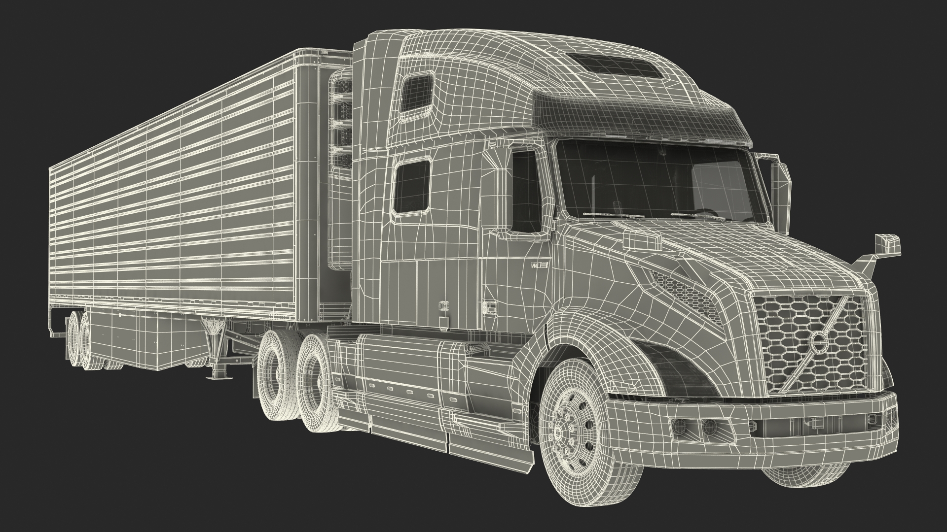 Volvo VNL 860 Truck with Reefer Trailer Your Brand Rigged 3D