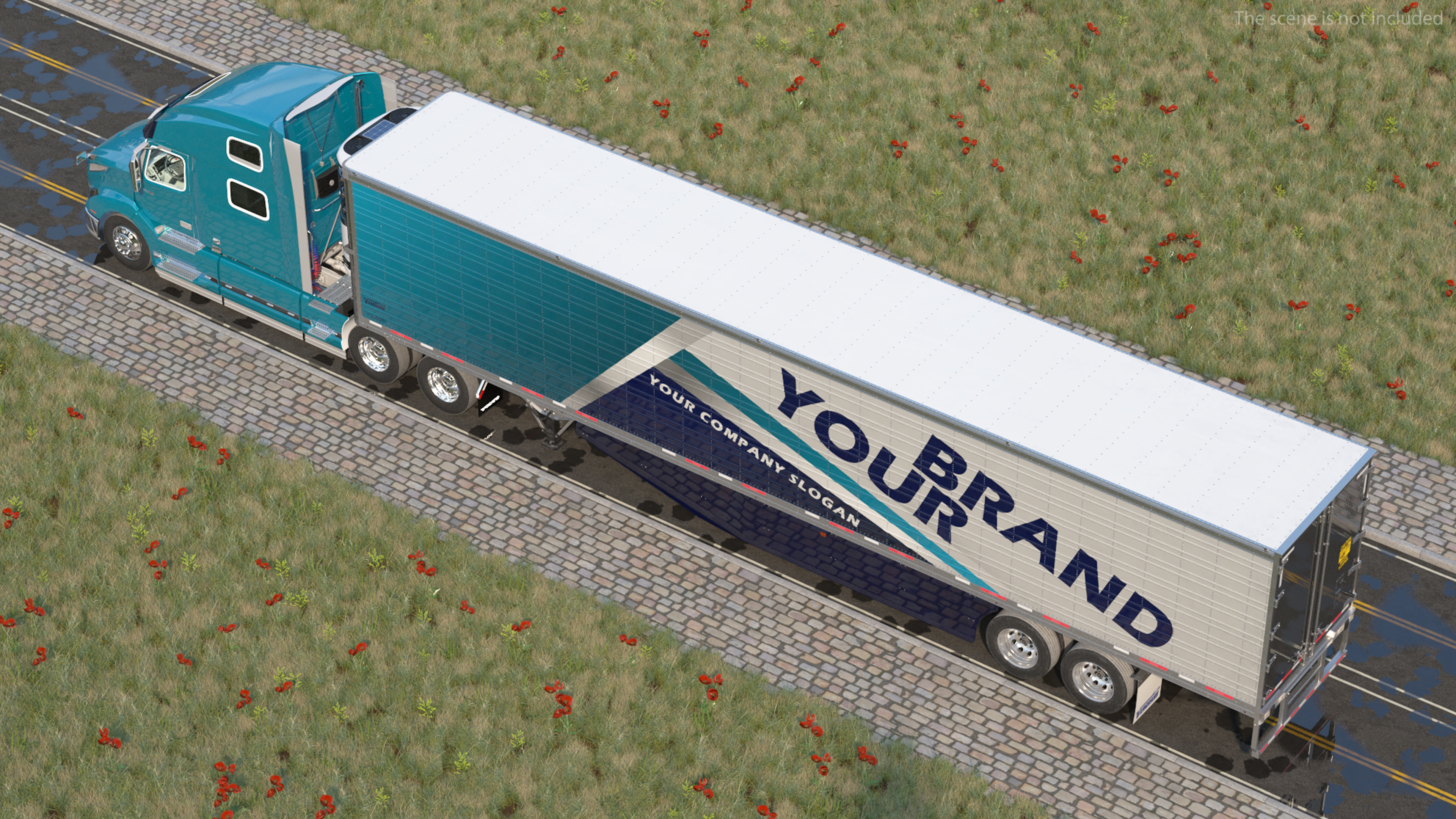 Volvo VNL 860 Truck with Reefer Trailer Your Brand Rigged 3D