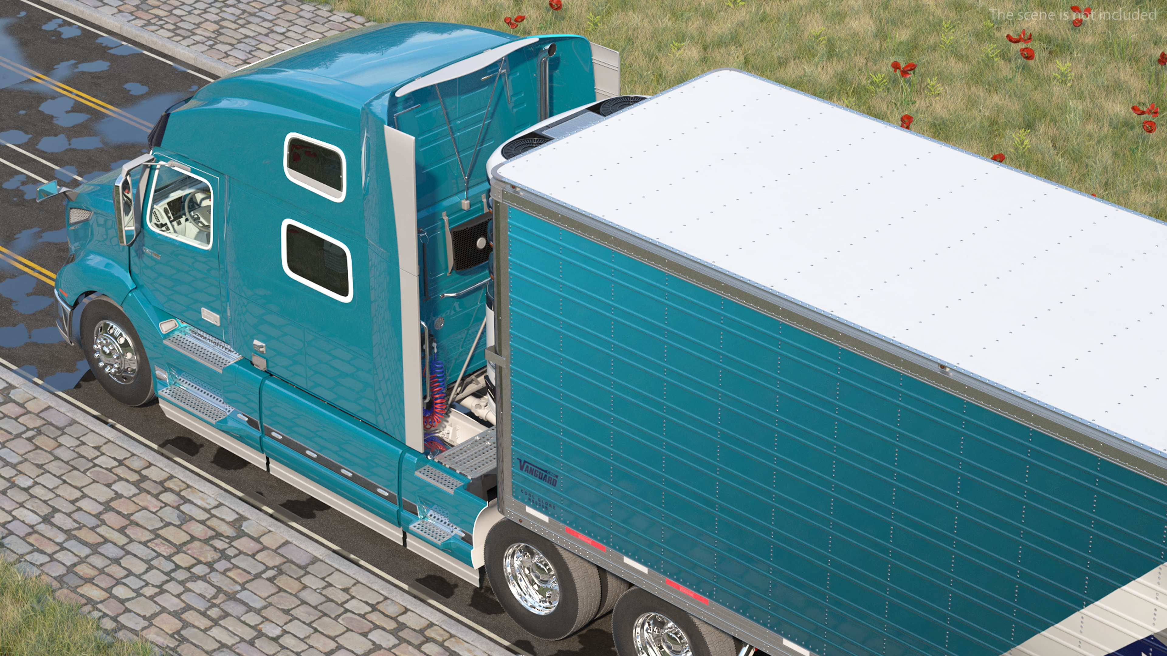 Volvo VNL 860 Truck with Reefer Trailer Your Brand Rigged 3D