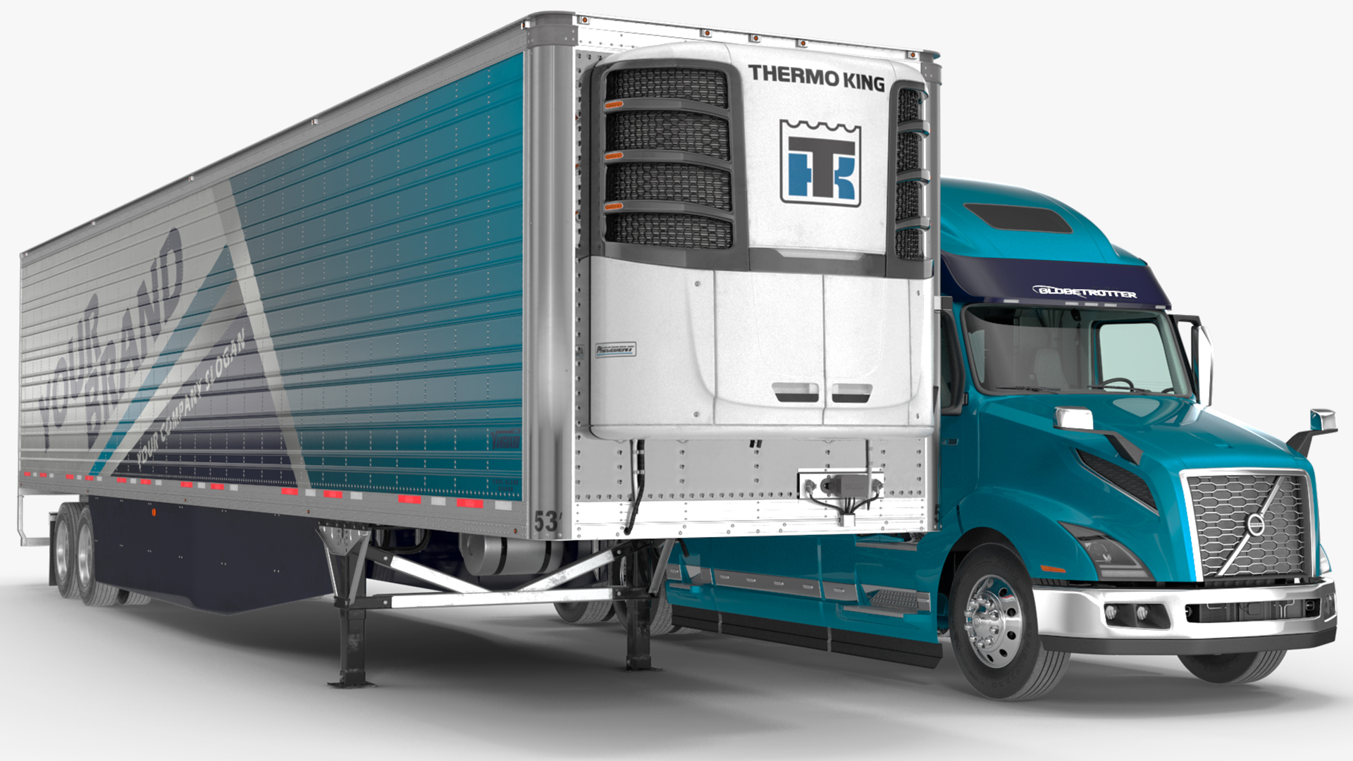 Volvo VNL 860 Truck with Reefer Trailer Your Brand Rigged 3D