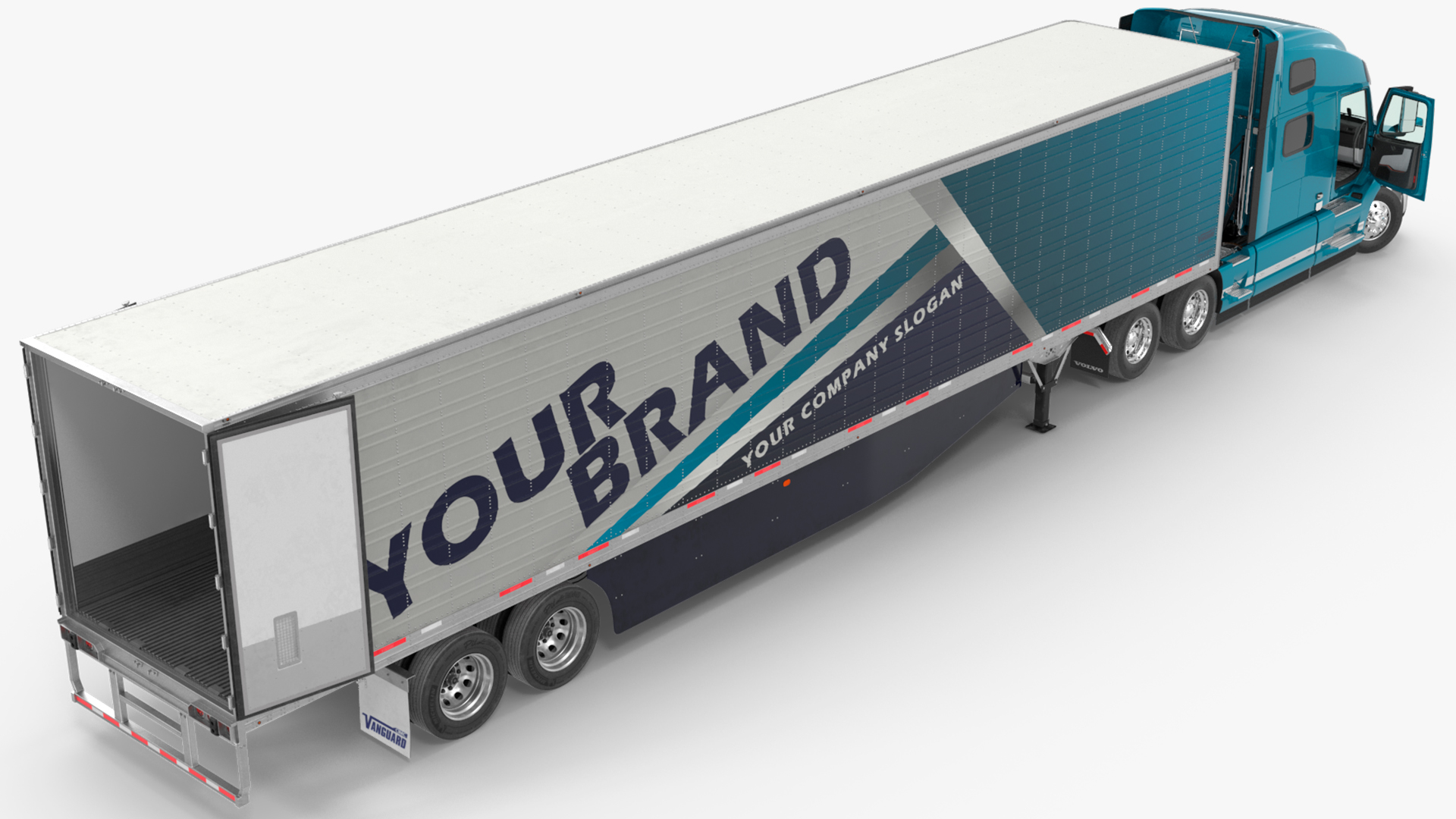 Volvo VNL 860 Truck with Reefer Trailer Your Brand Rigged 3D