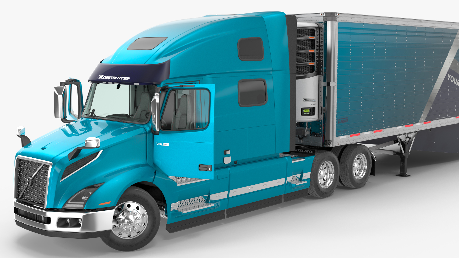 Volvo VNL 860 Truck with Reefer Trailer Your Brand Rigged 3D