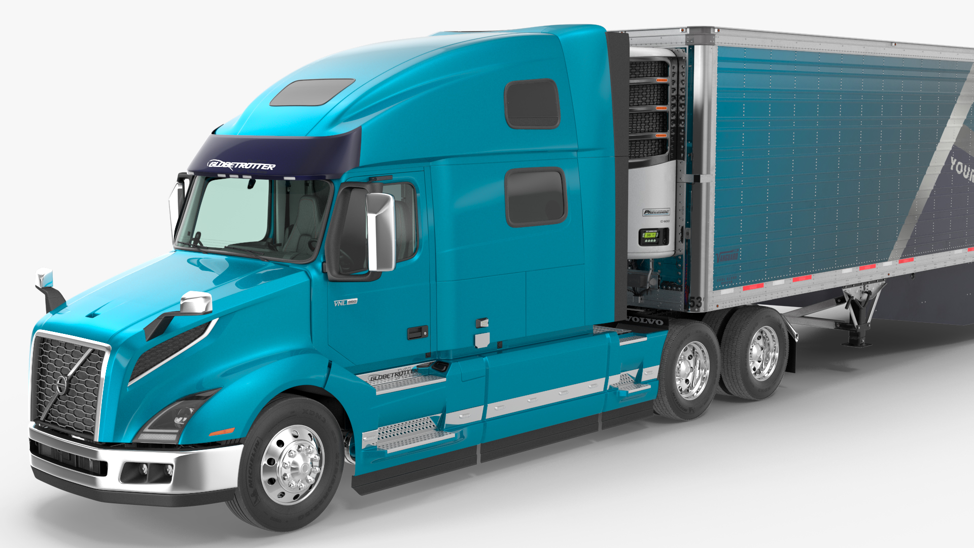 Volvo VNL 860 Truck with Reefer Trailer Your Brand Rigged 3D