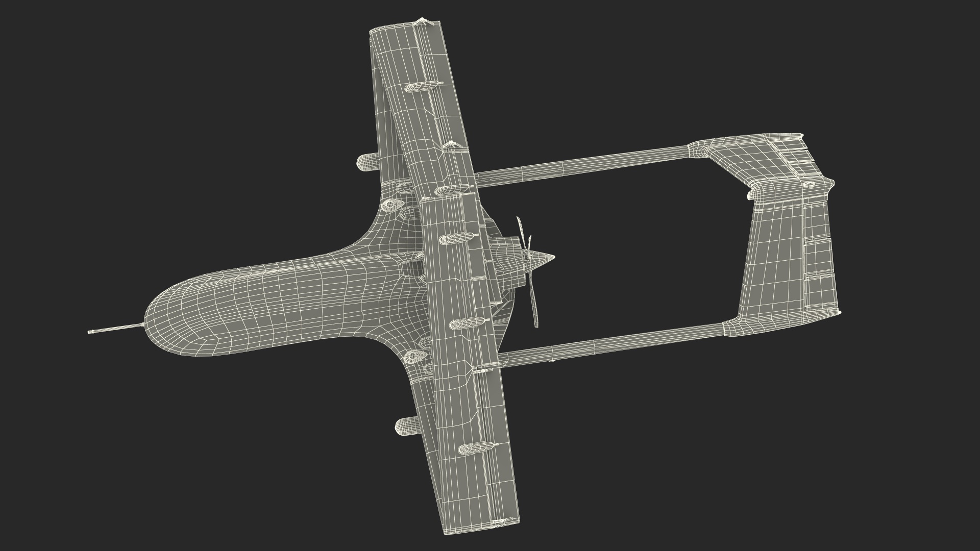 Bayraktar TB3 Drone with Wings Folded 3D