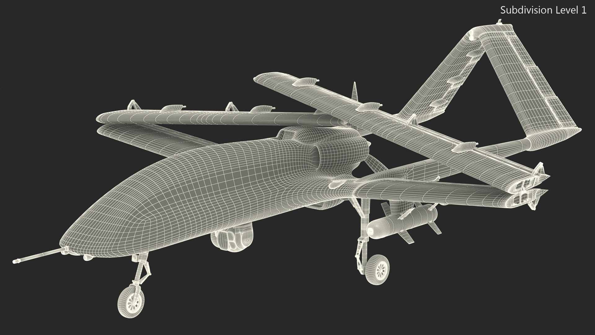 Bayraktar TB3 Drone with Wings Folded 3D