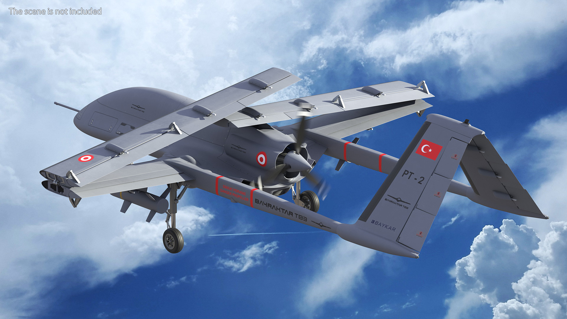 Bayraktar TB3 Drone with Wings Folded 3D