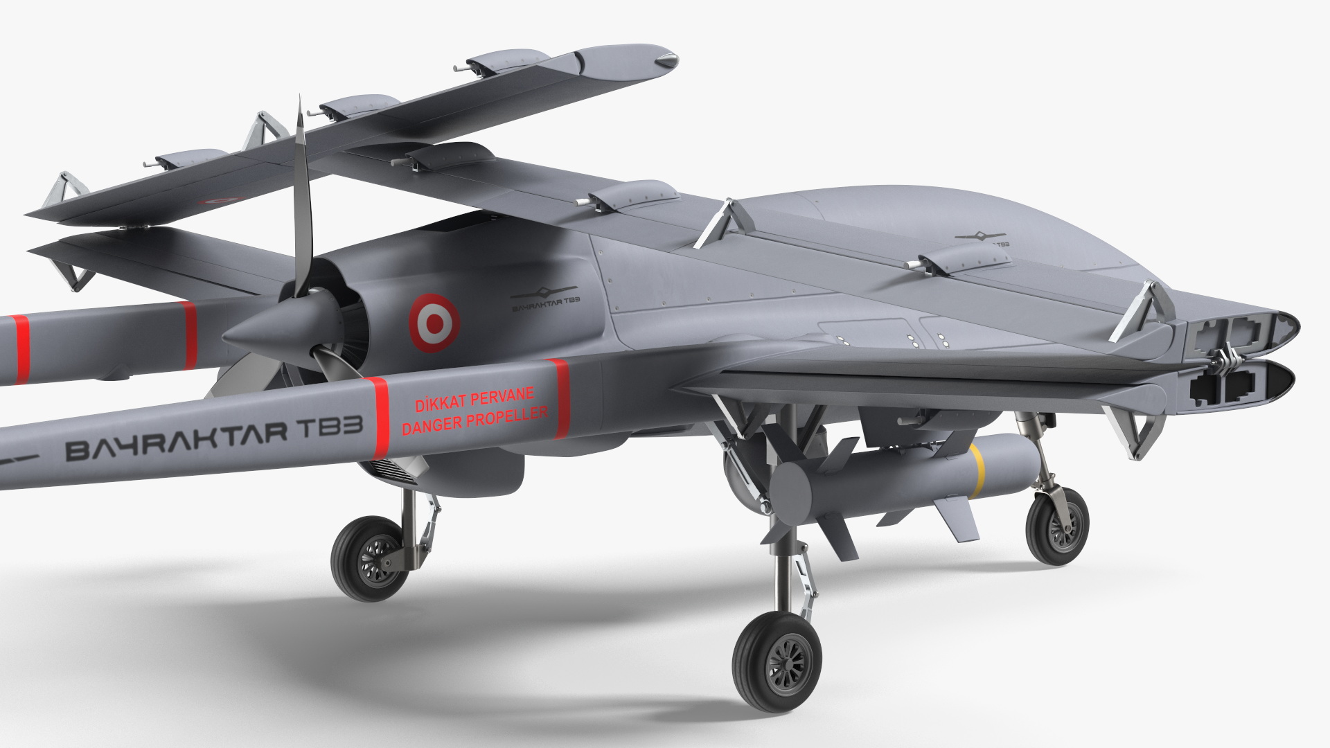 Bayraktar TB3 Drone with Wings Folded 3D