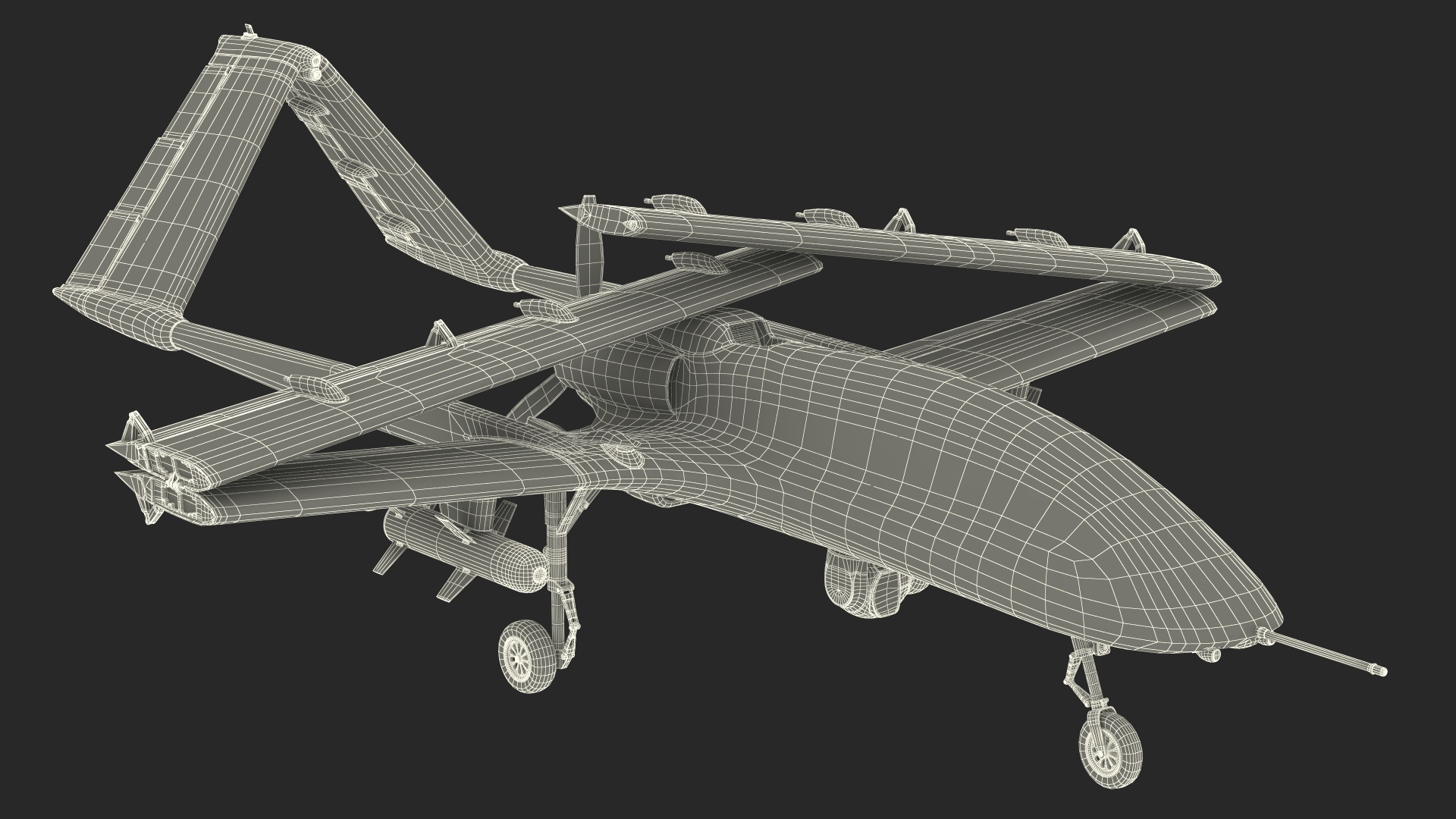 Bayraktar TB3 Drone with Wings Folded 3D