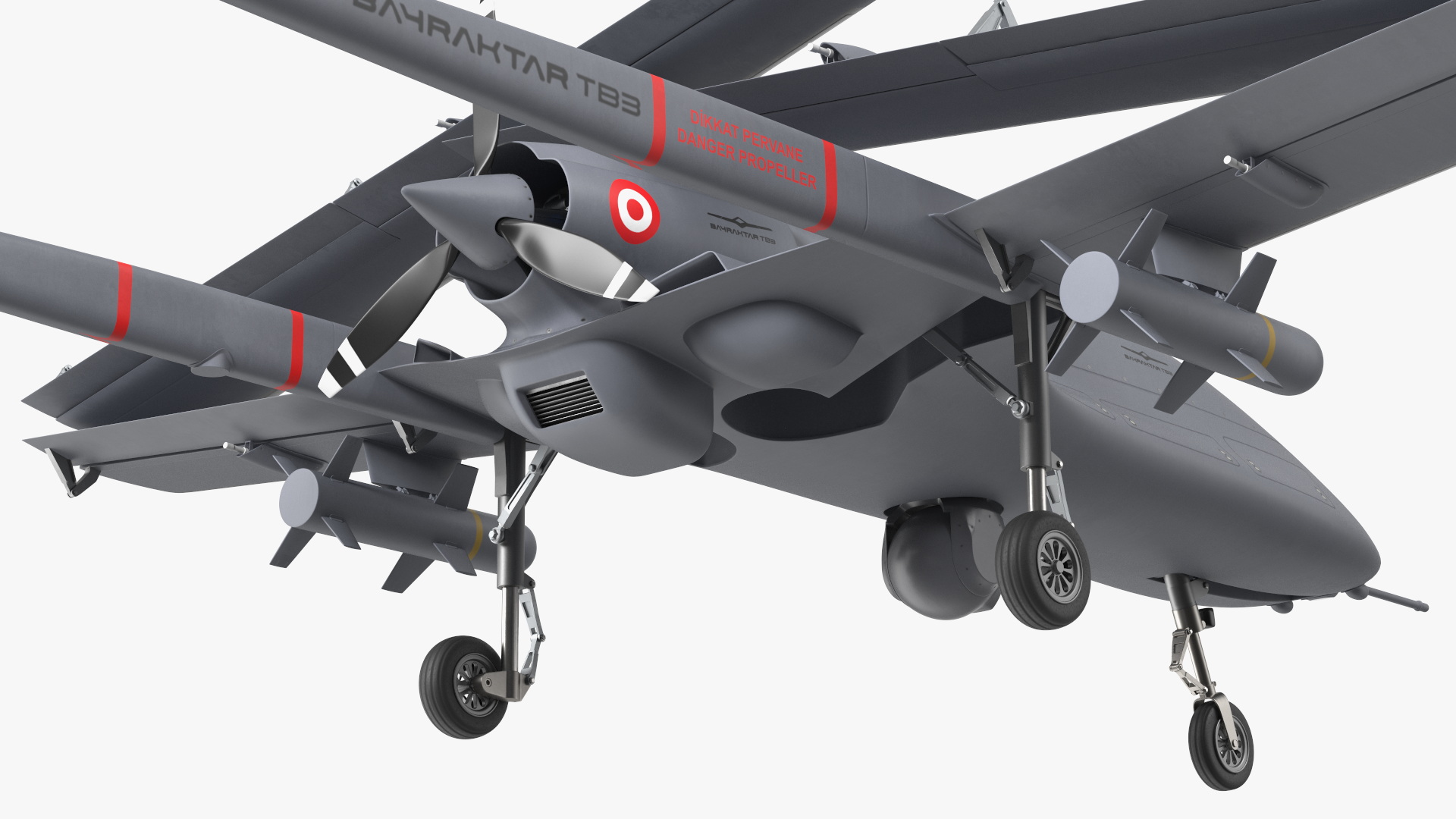 Bayraktar TB3 Drone with Wings Folded 3D