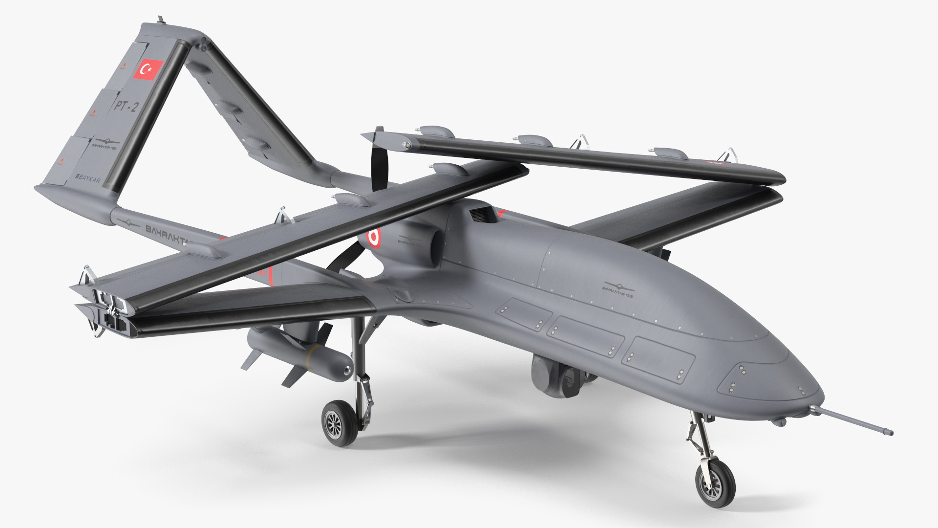 Bayraktar TB3 Drone with Wings Folded 3D