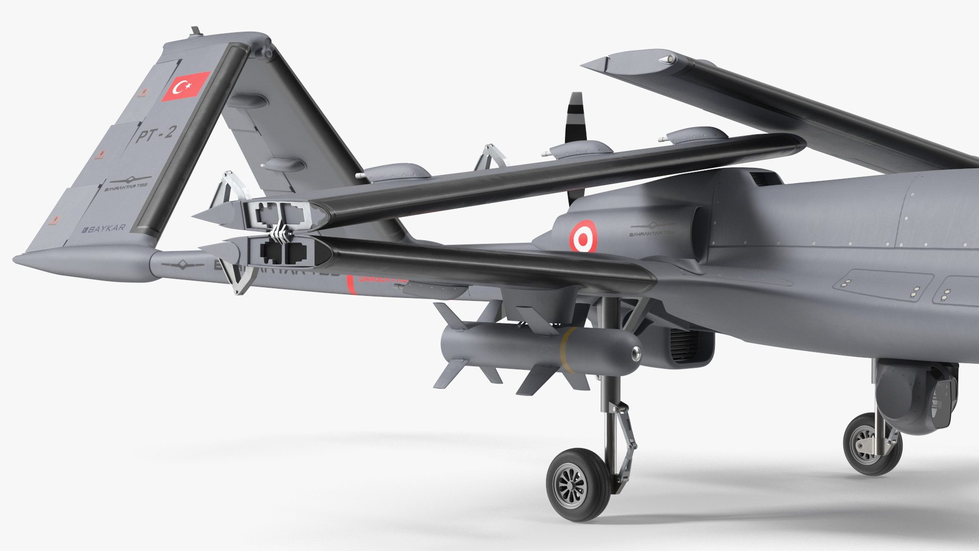 Bayraktar TB3 Drone with Wings Folded 3D