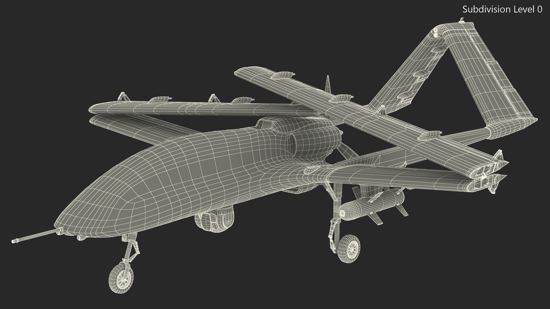 Bayraktar TB3 Drone with Wings Folded 3D