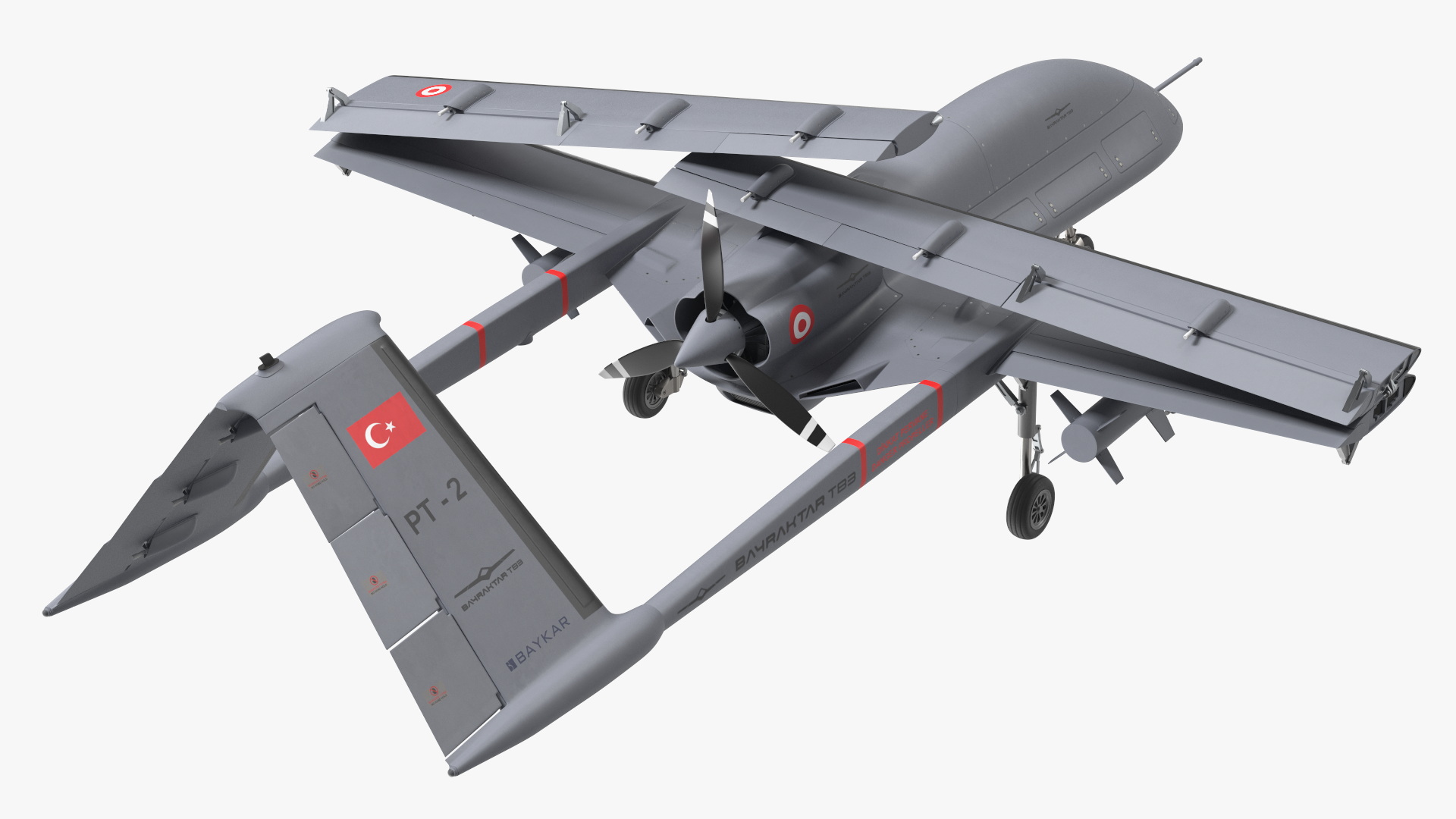 Bayraktar TB3 Drone with Wings Folded 3D