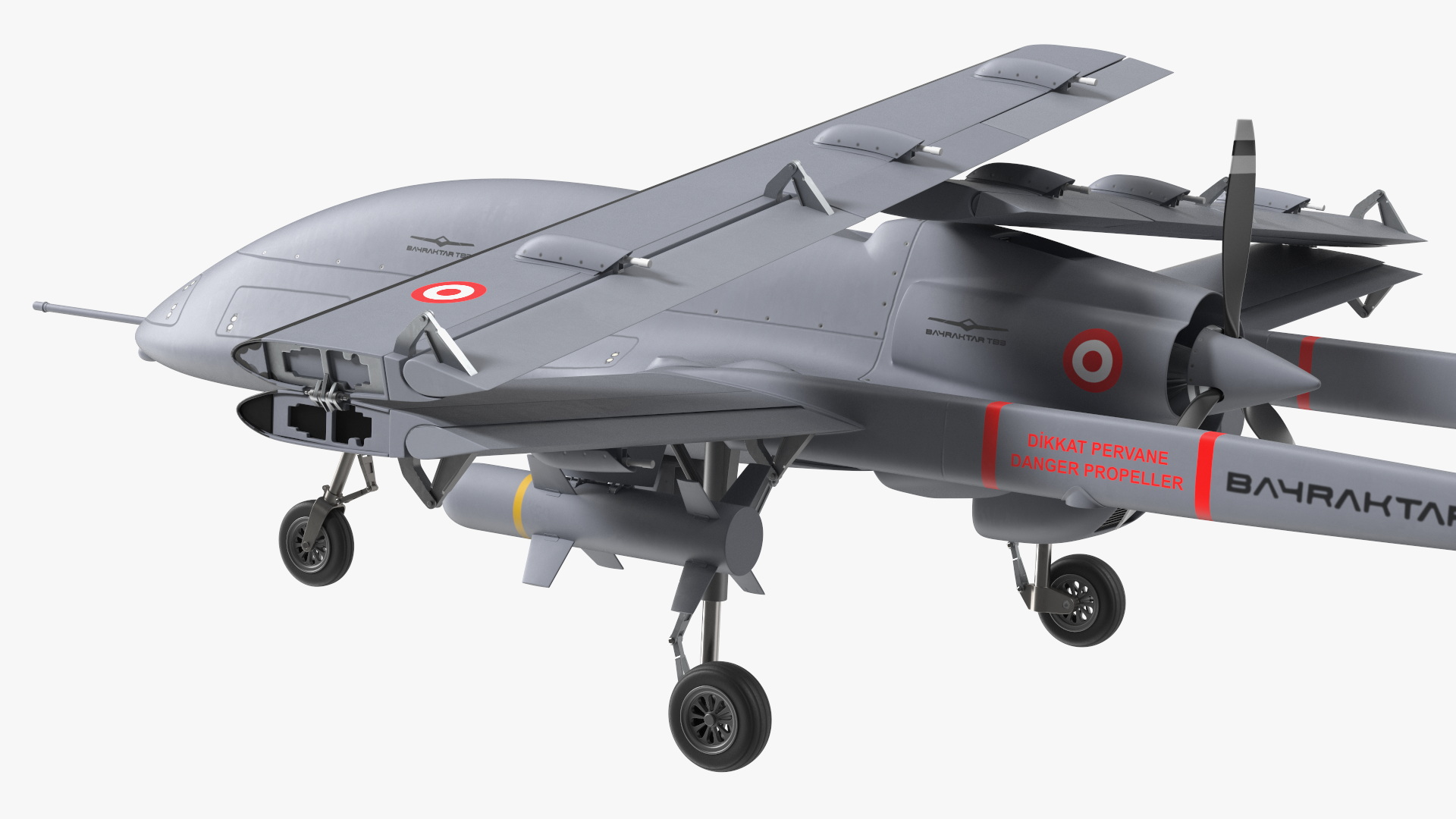 Bayraktar TB3 Drone with Wings Folded 3D