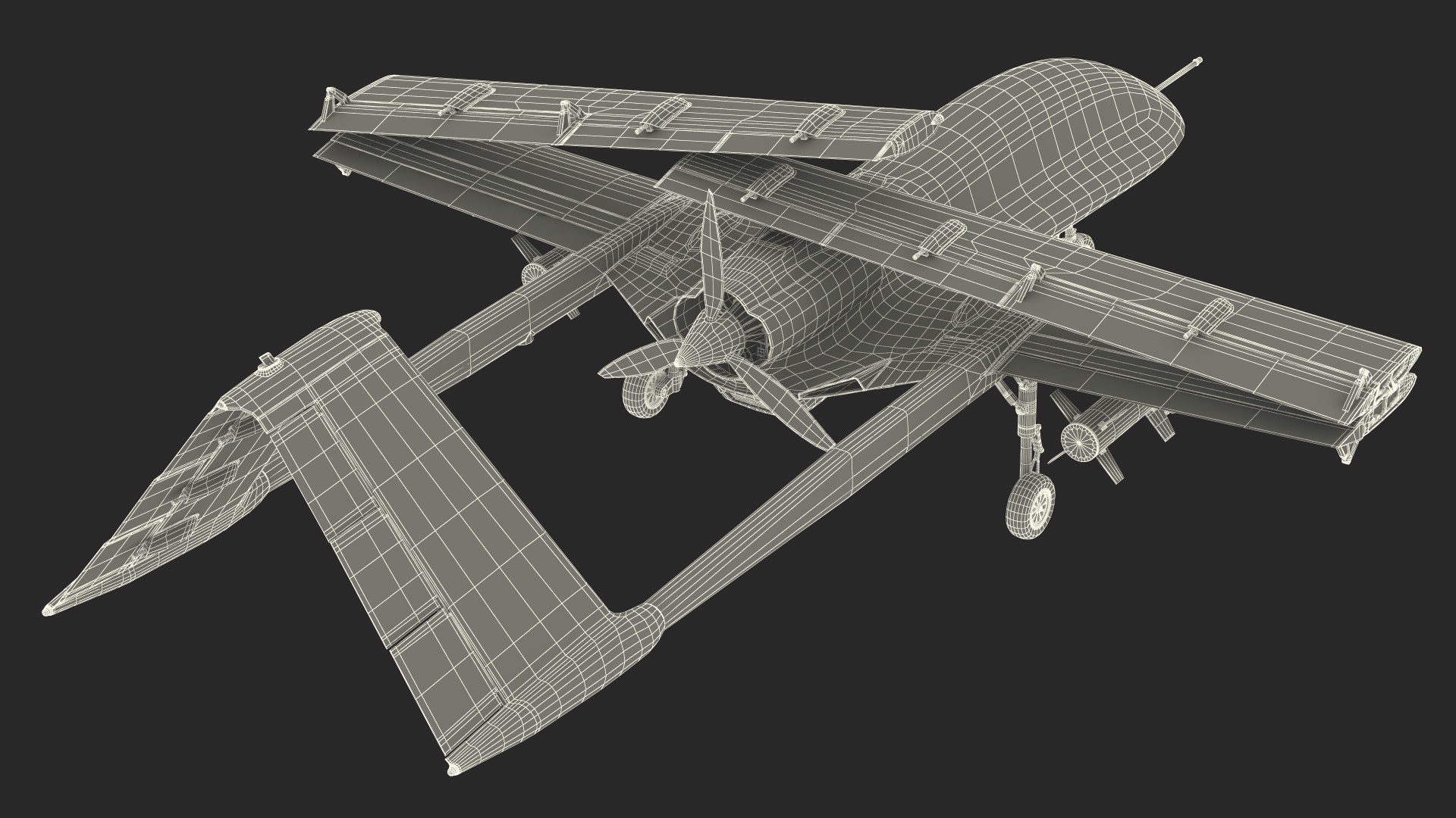 Bayraktar TB3 Drone with Wings Folded 3D