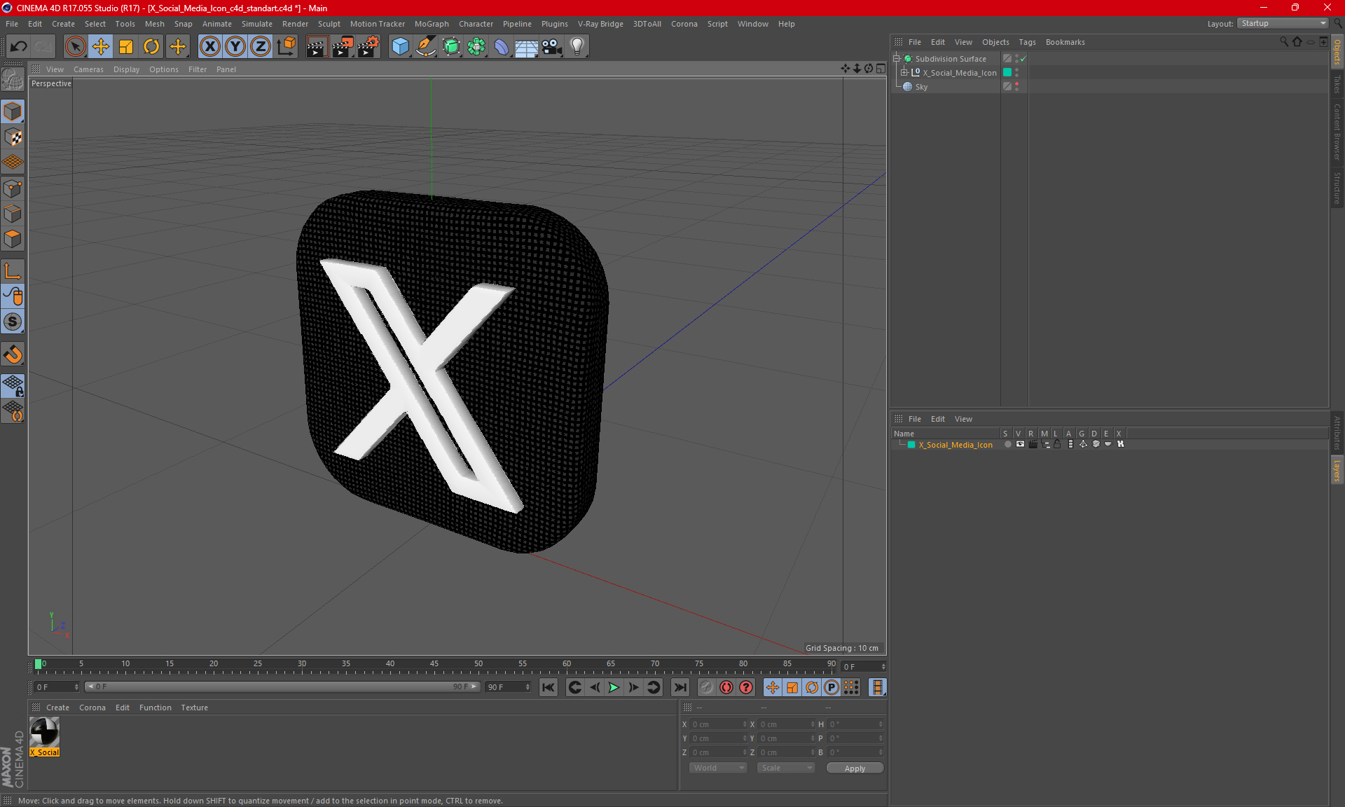 X Social Media Icon 3D model