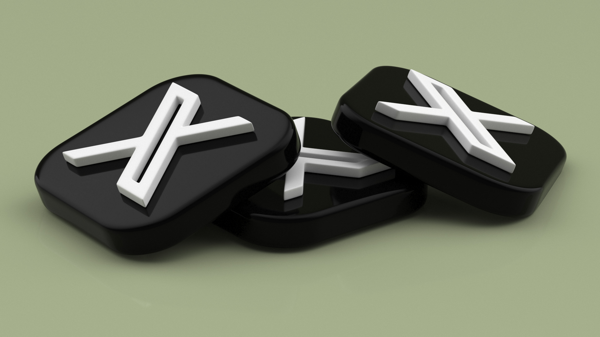 X Social Media Icon 3D model