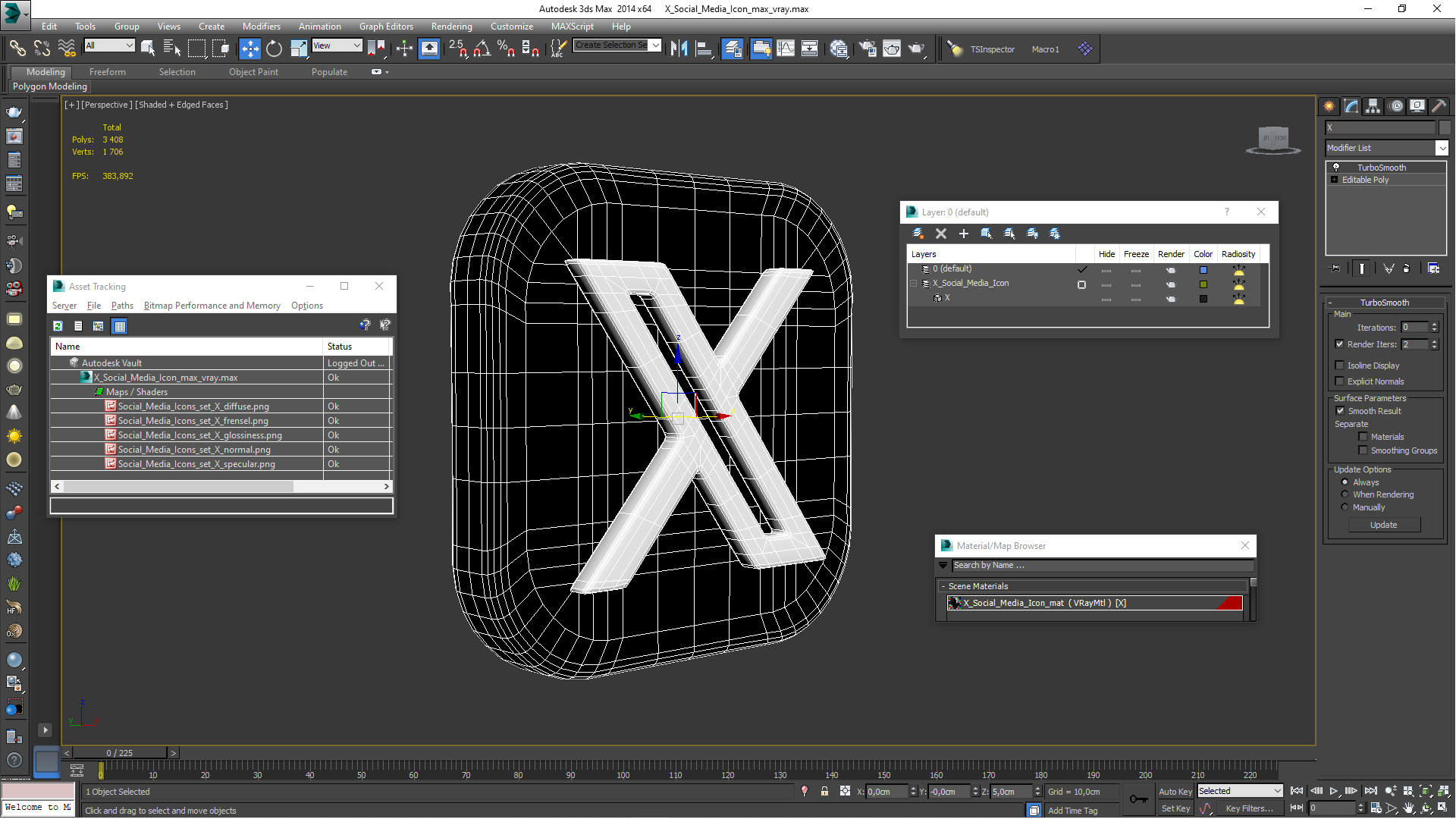 X Social Media Icon 3D model