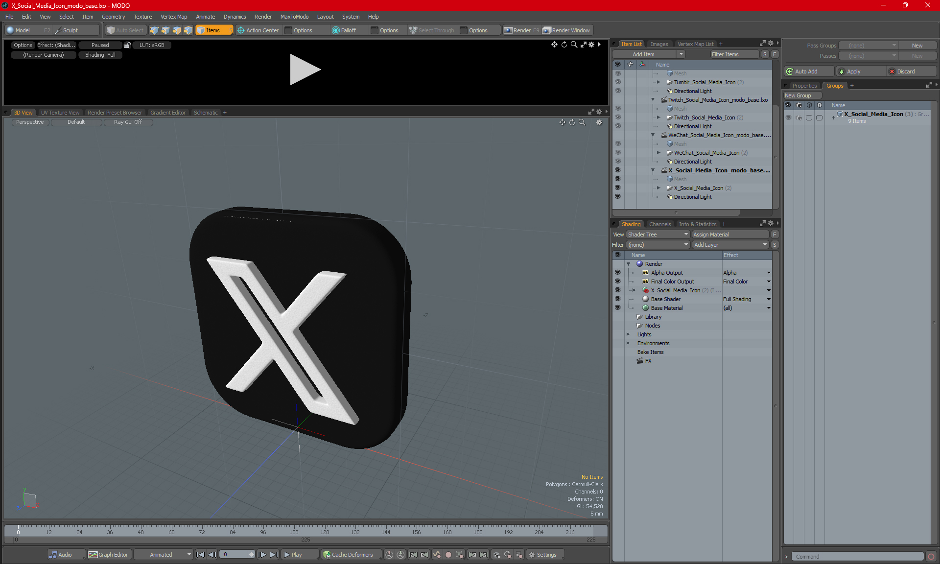 X Social Media Icon 3D model