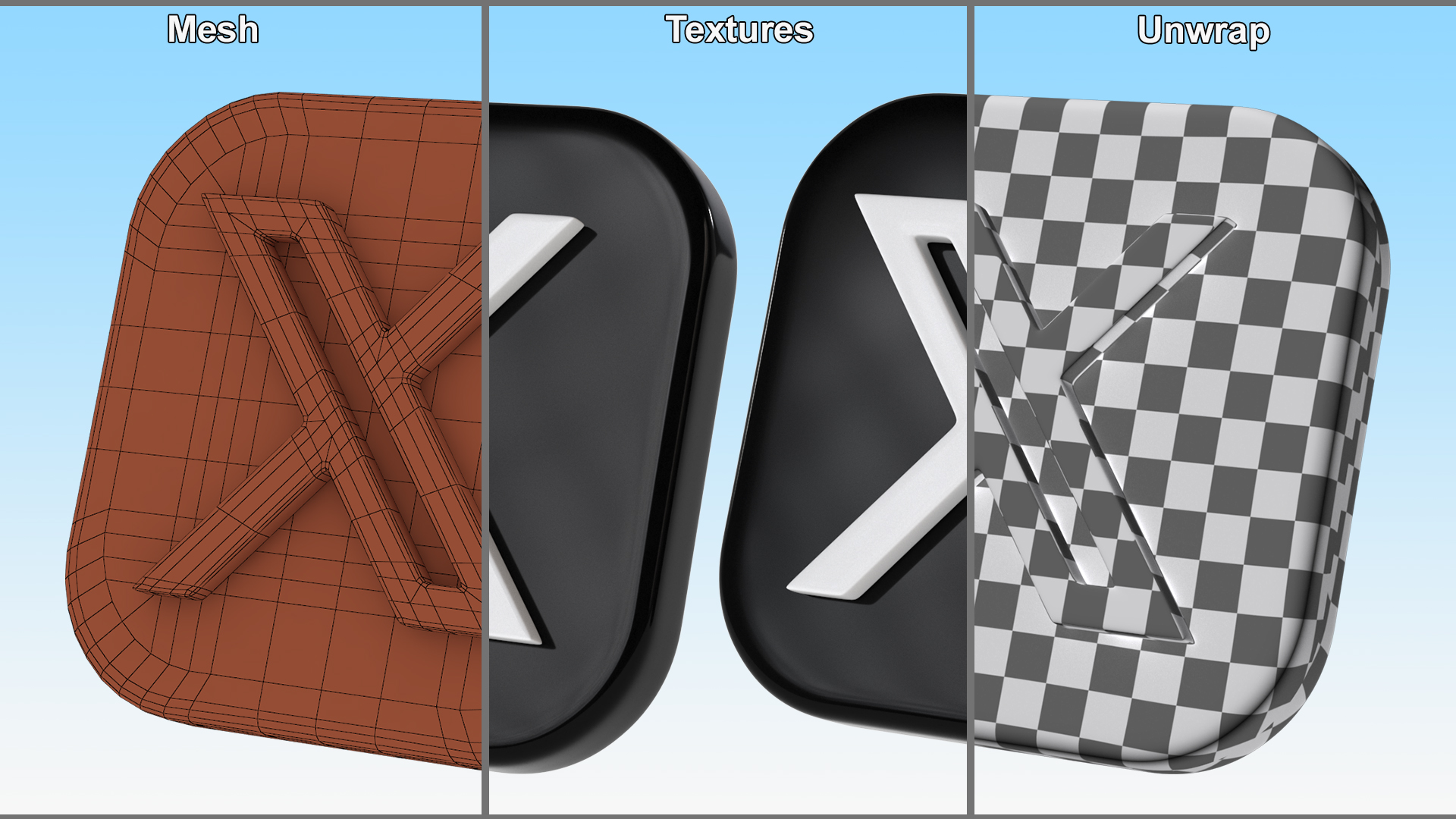 X Social Media Icon 3D model