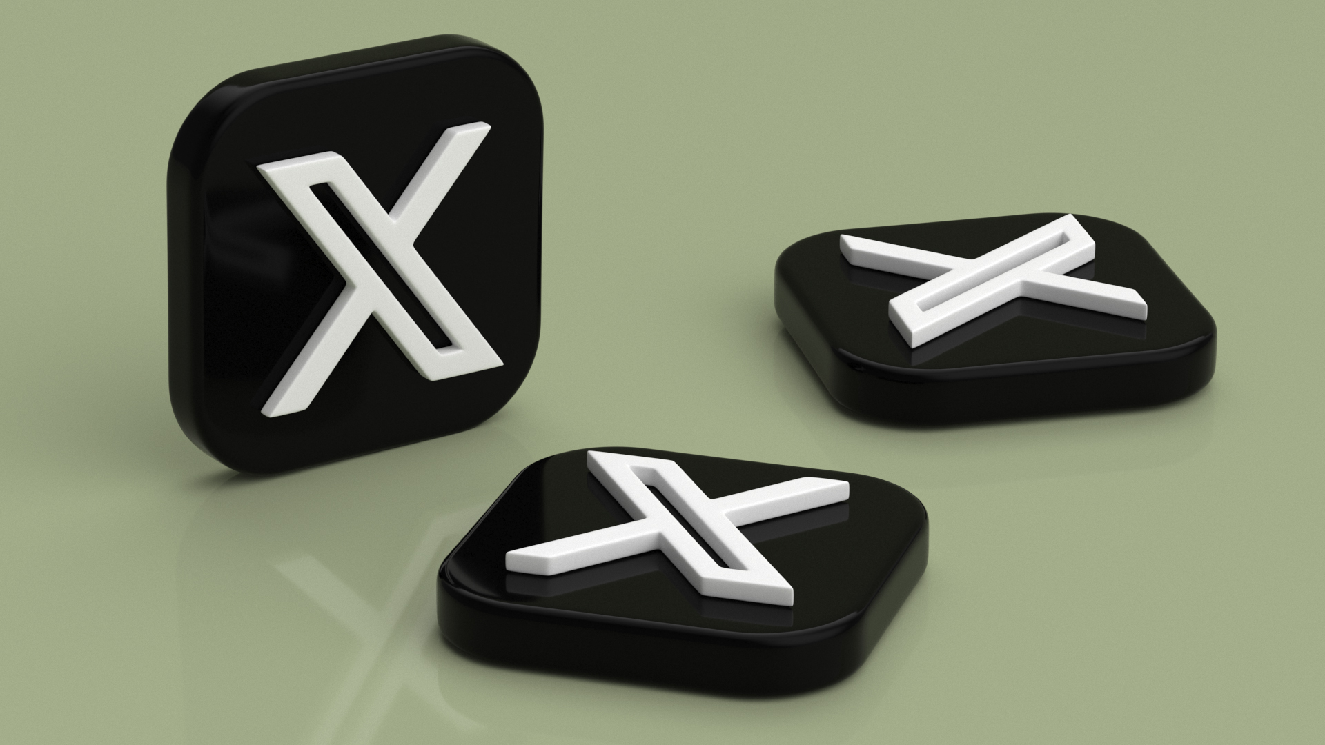 X Social Media Icon 3D model
