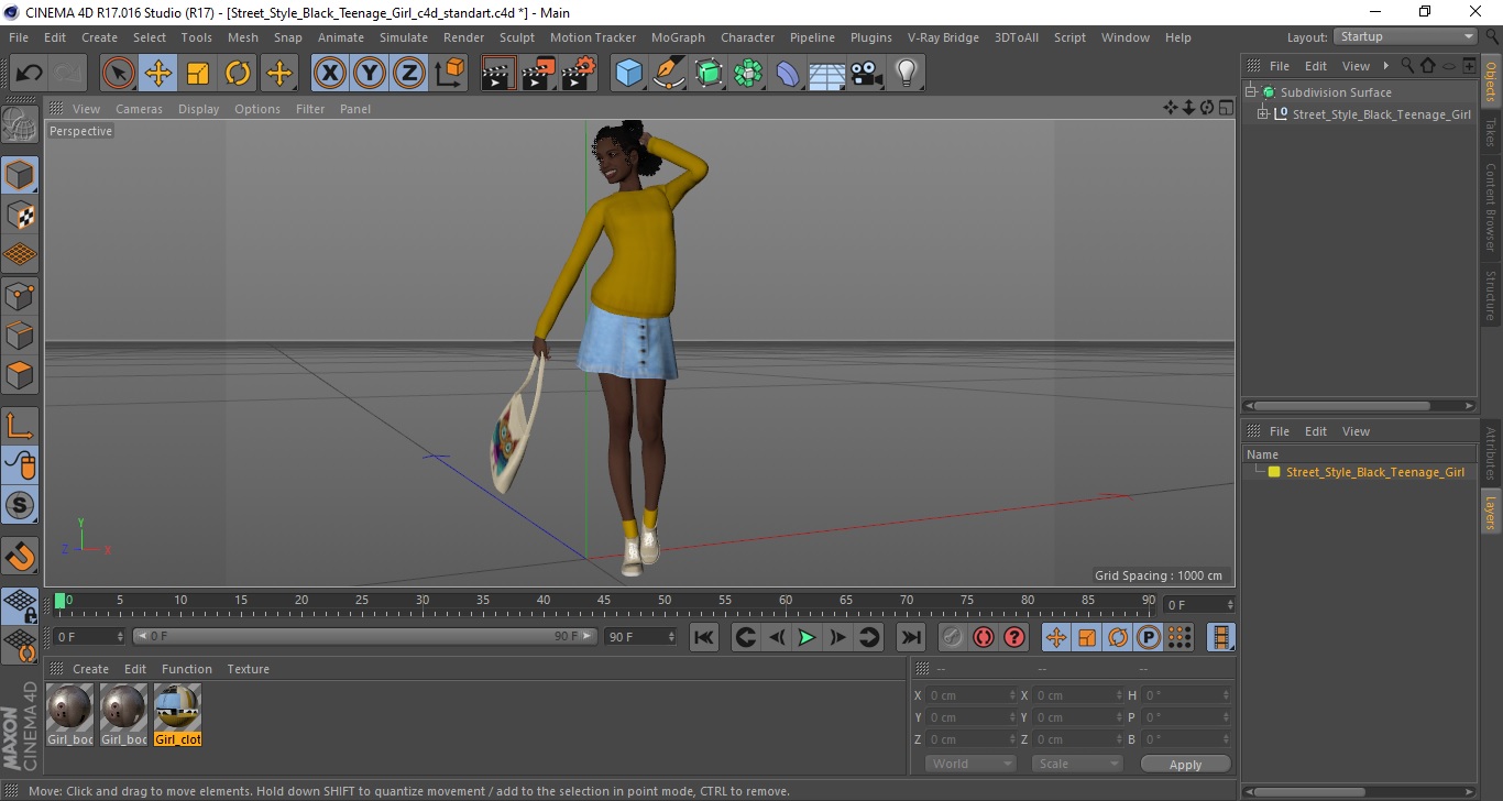 3D model Street Style Black Young Woman