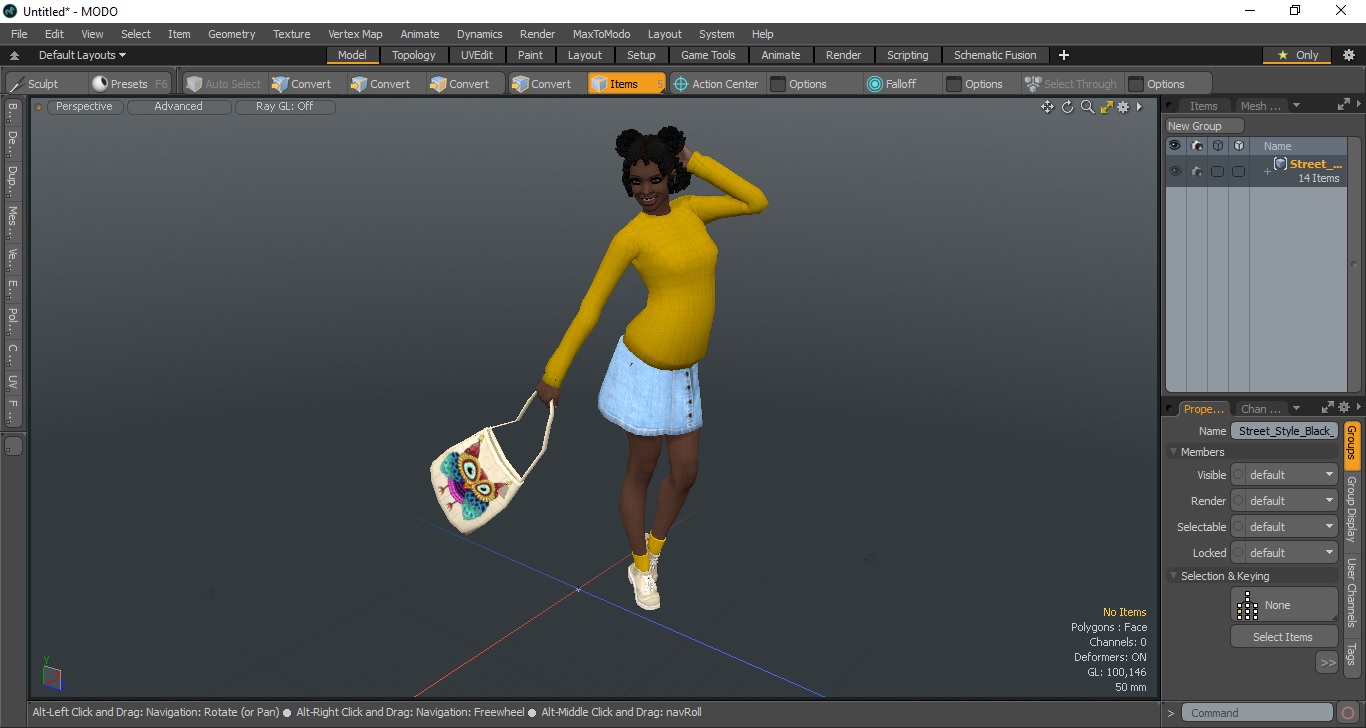 3D model Street Style Black Young Woman