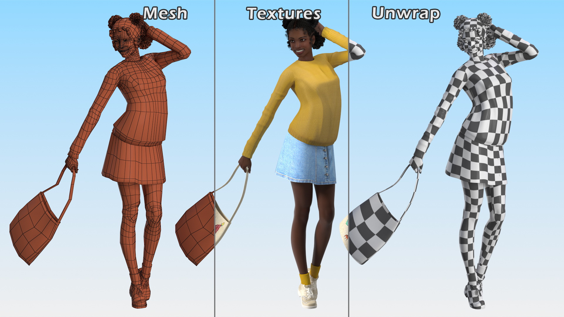 3D model Street Style Black Young Woman