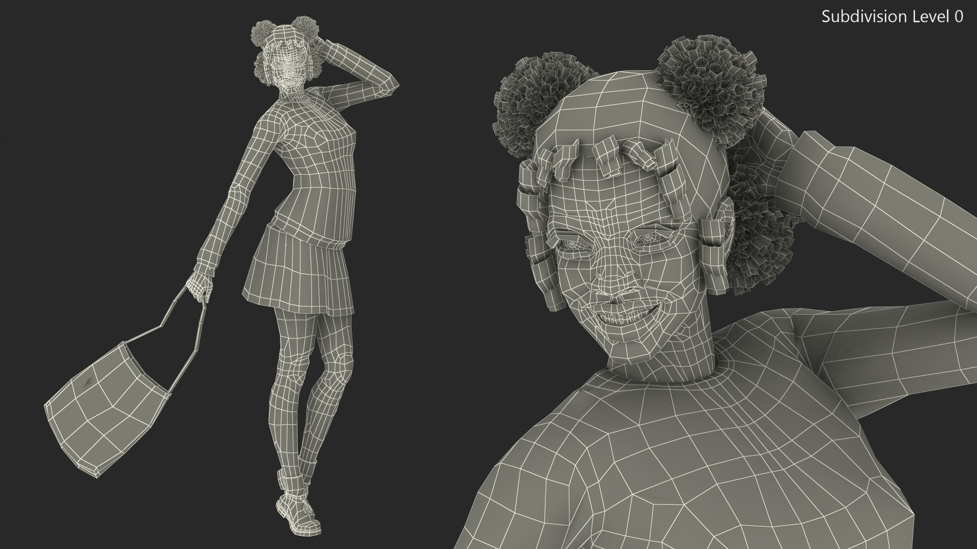 3D model Street Style Black Young Woman