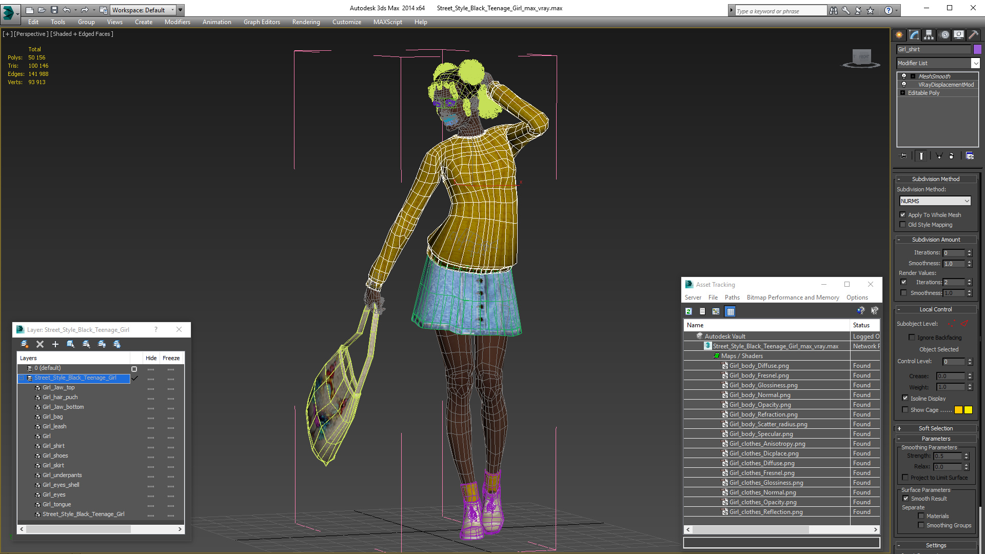3D model Street Style Black Young Woman