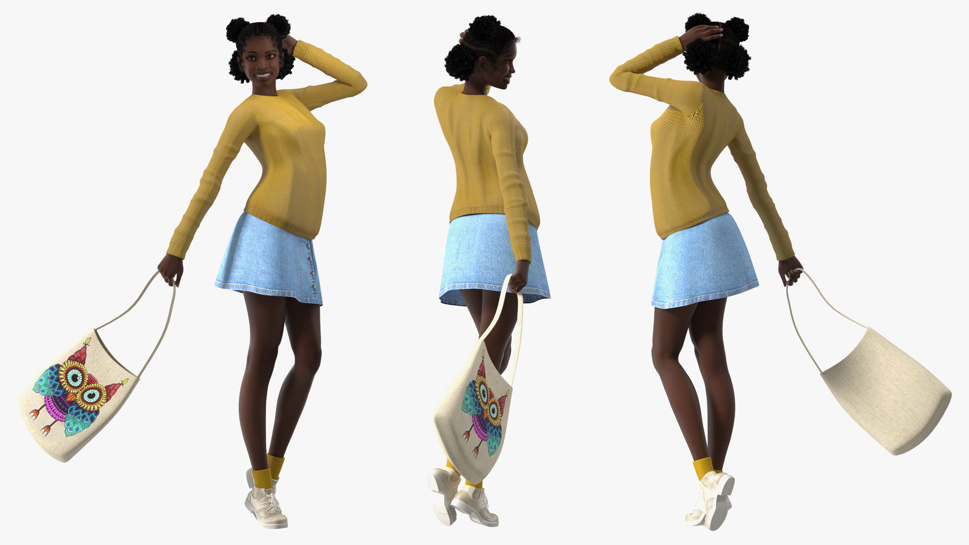 3D model Street Style Black Young Woman