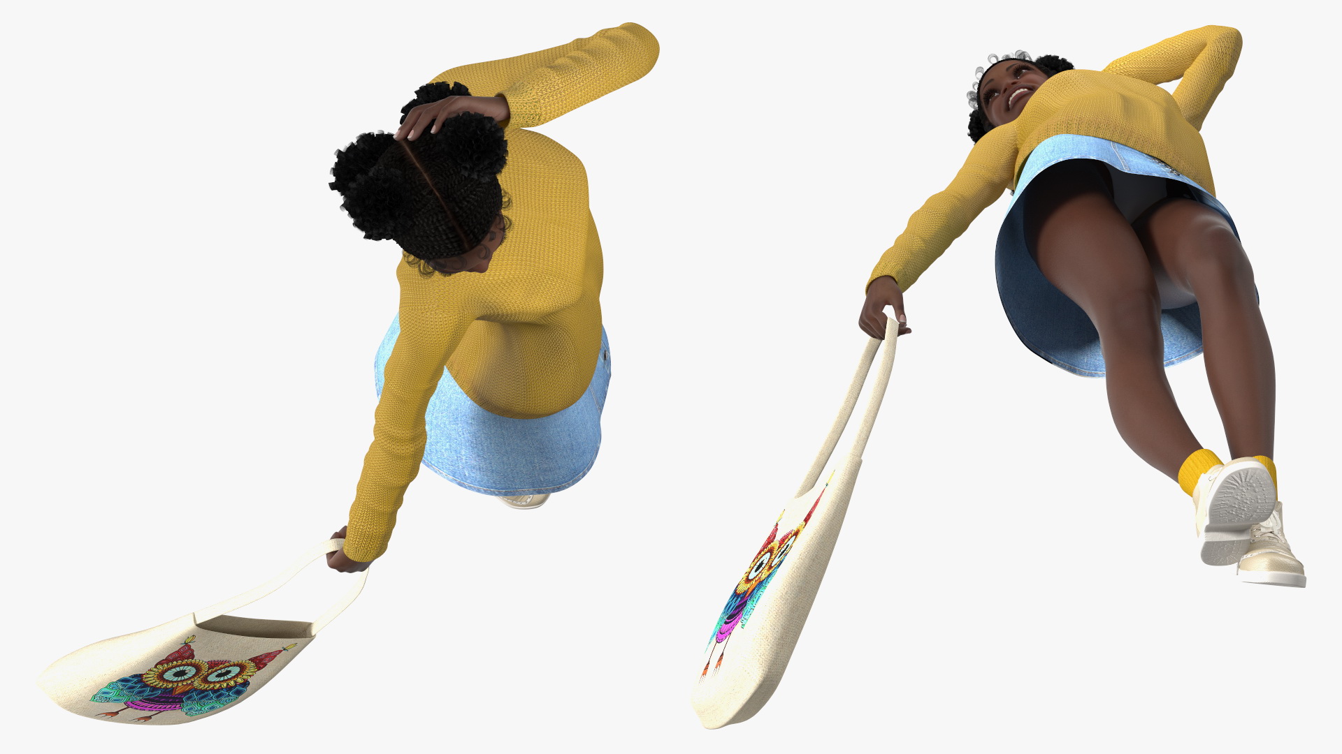 3D model Street Style Black Young Woman