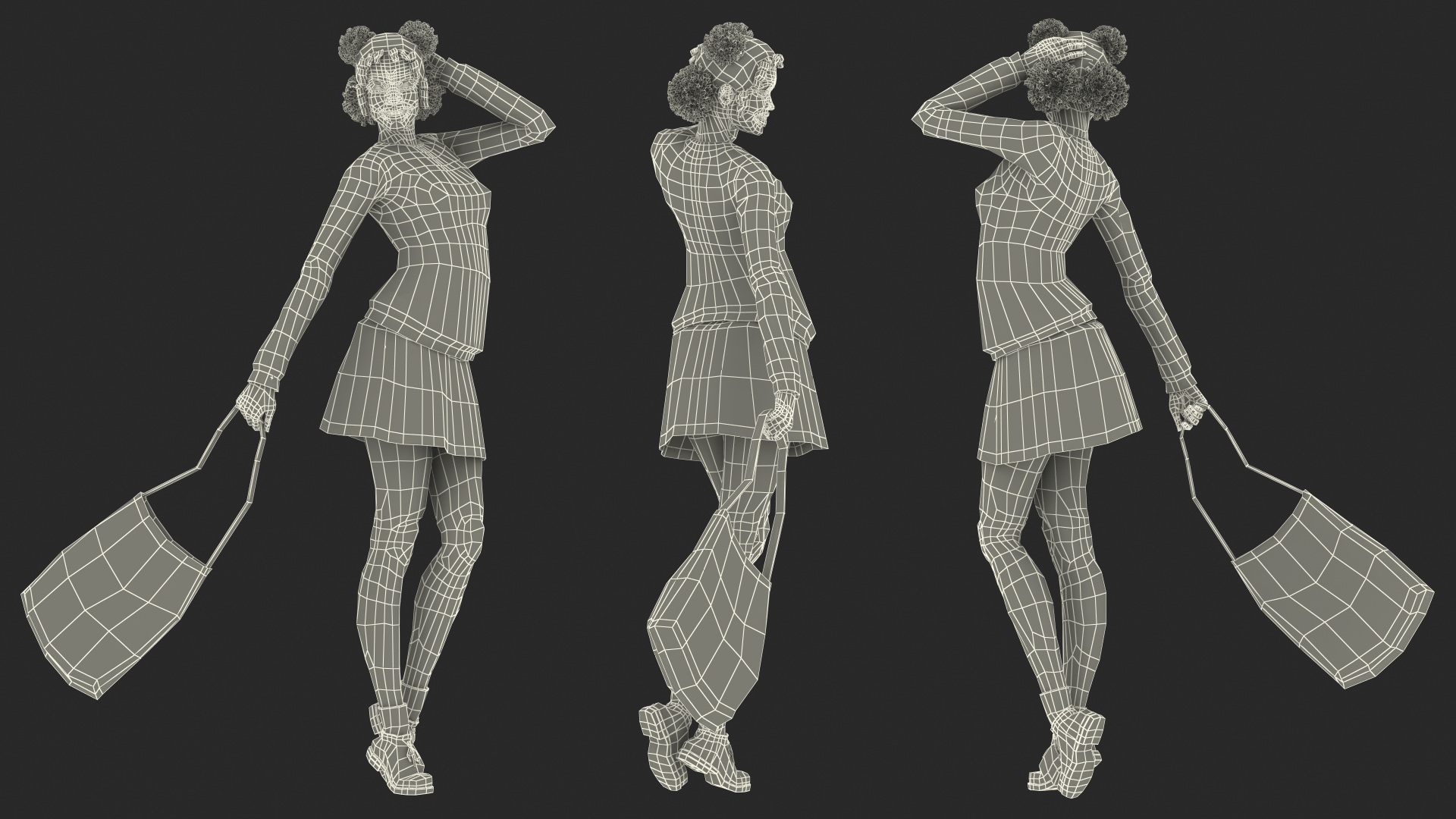 3D model Street Style Black Young Woman