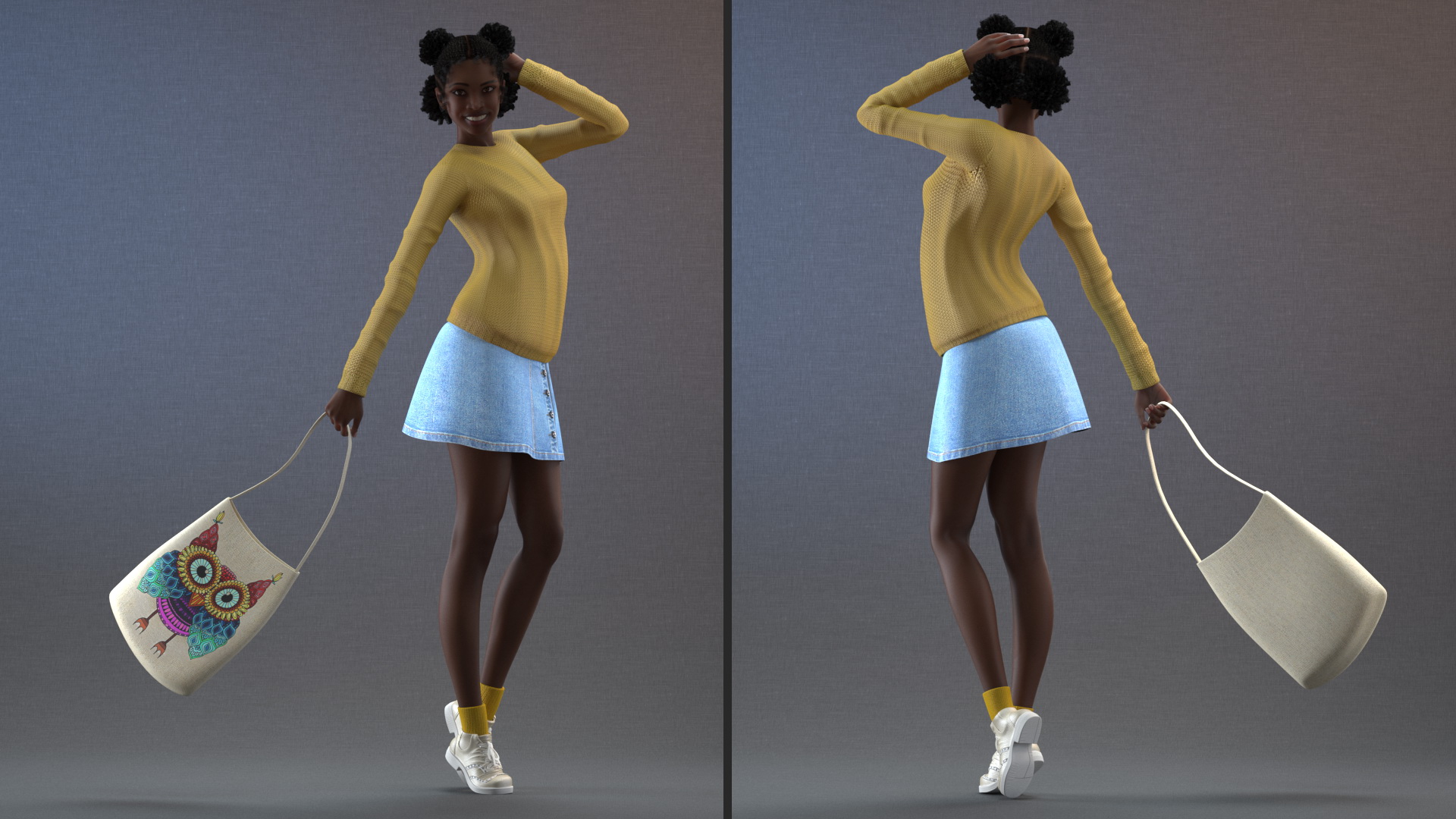 3D model Street Style Black Young Woman