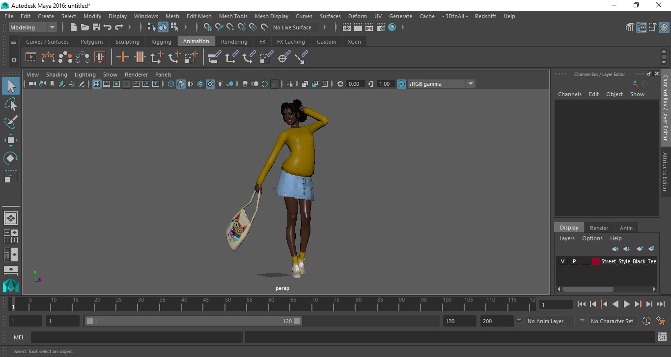 3D model Street Style Black Young Woman