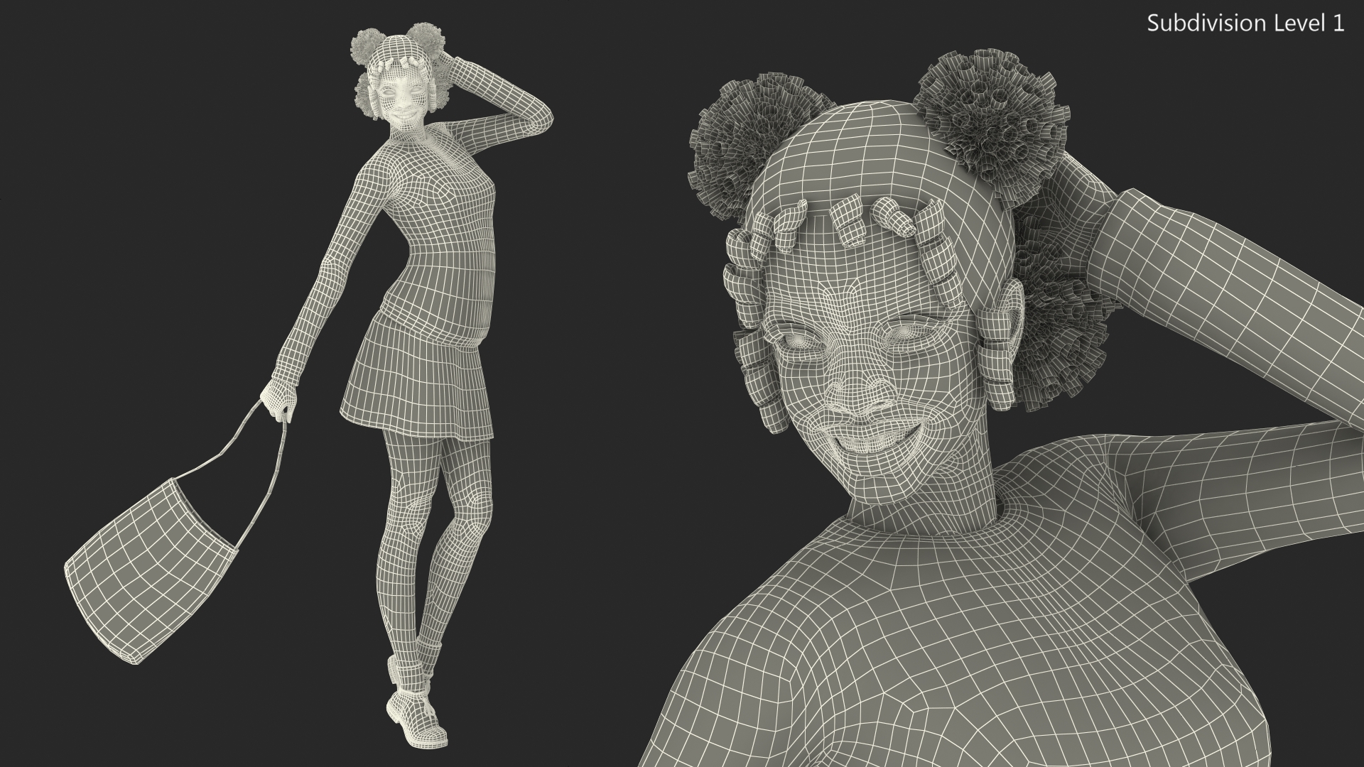 3D model Street Style Black Young Woman