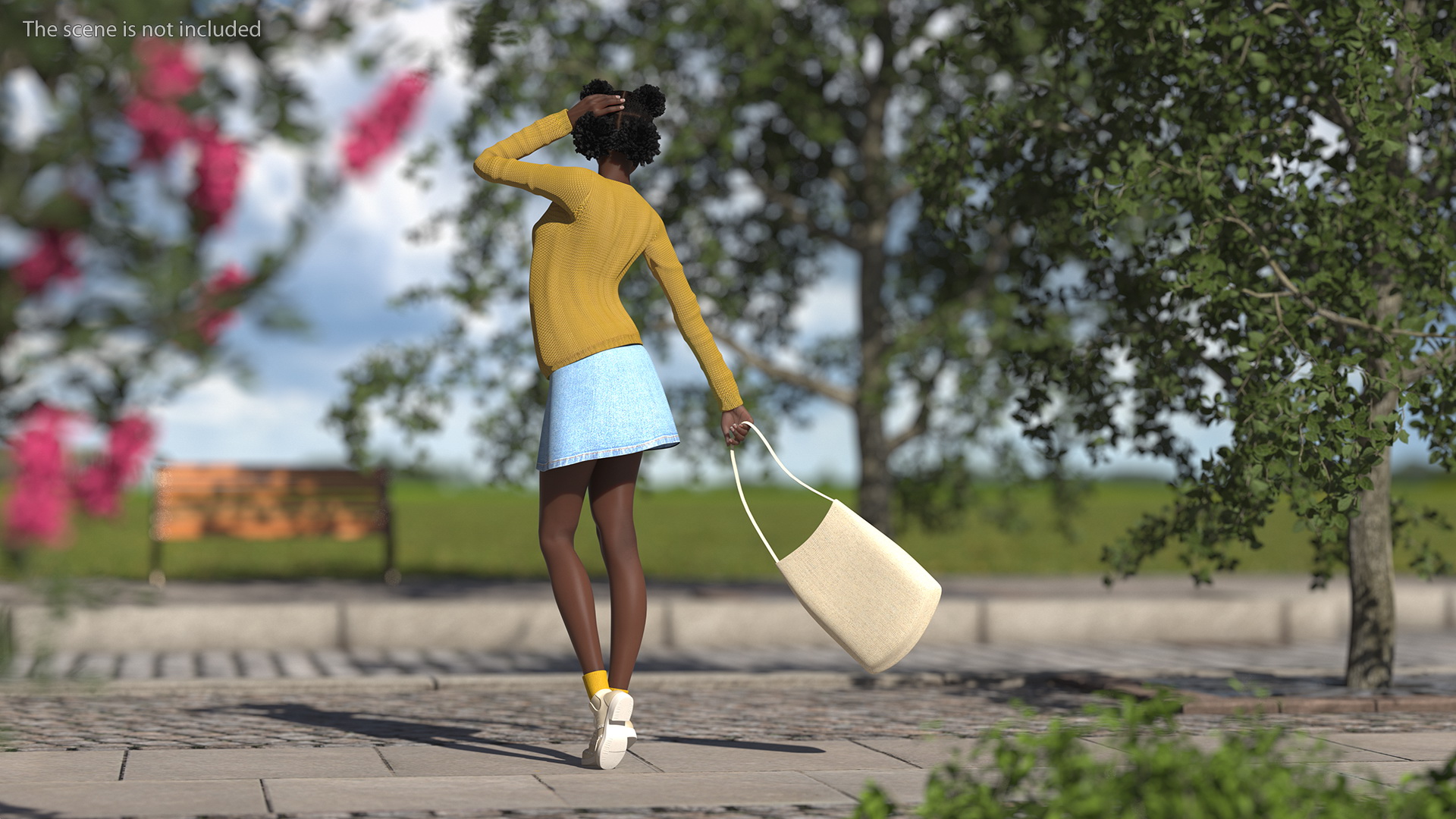 3D model Street Style Black Young Woman