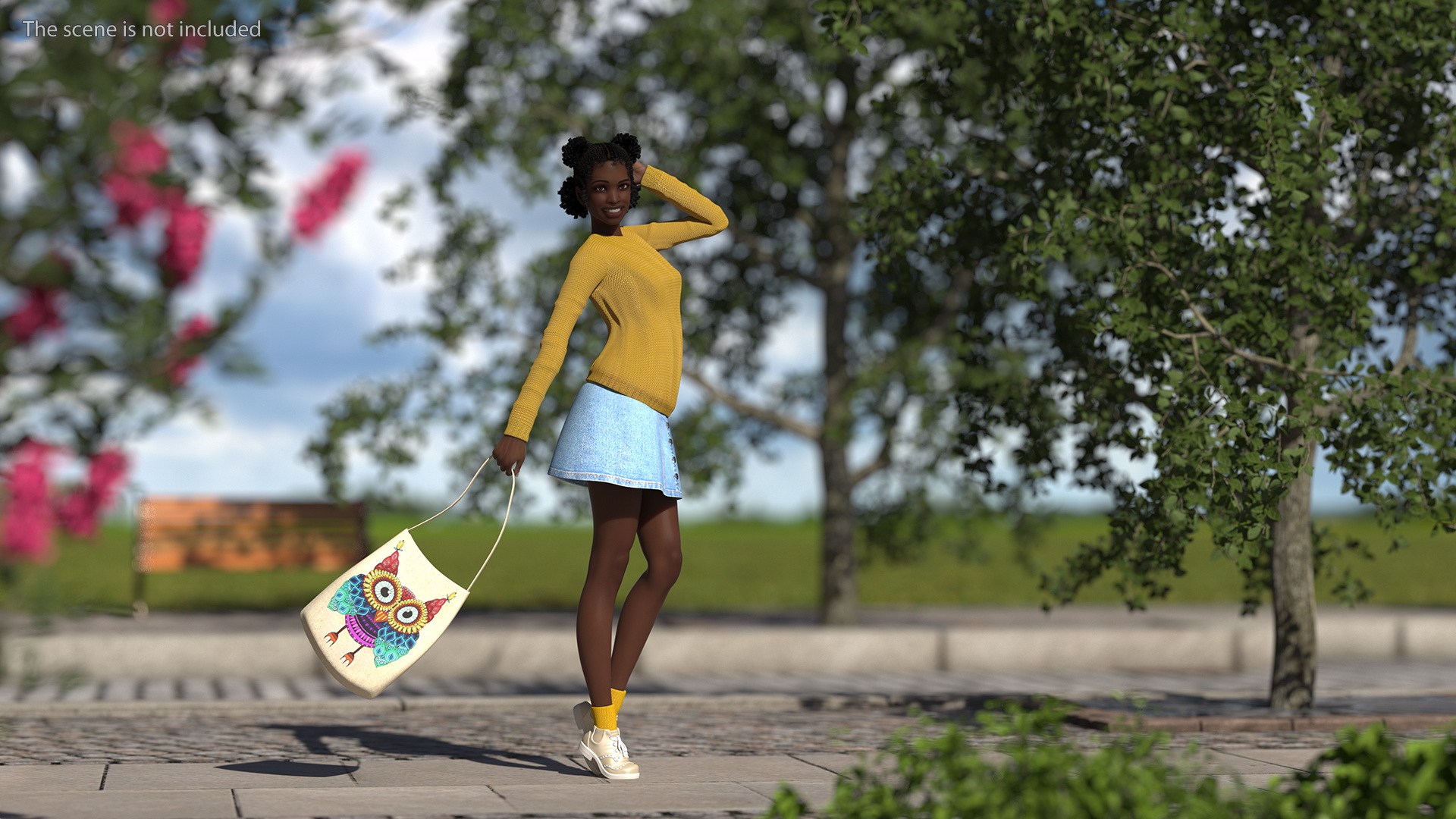 3D model Street Style Black Young Woman