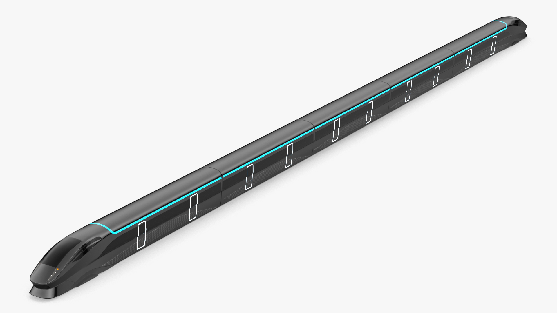 Futuristic Train with Cars Black 3D