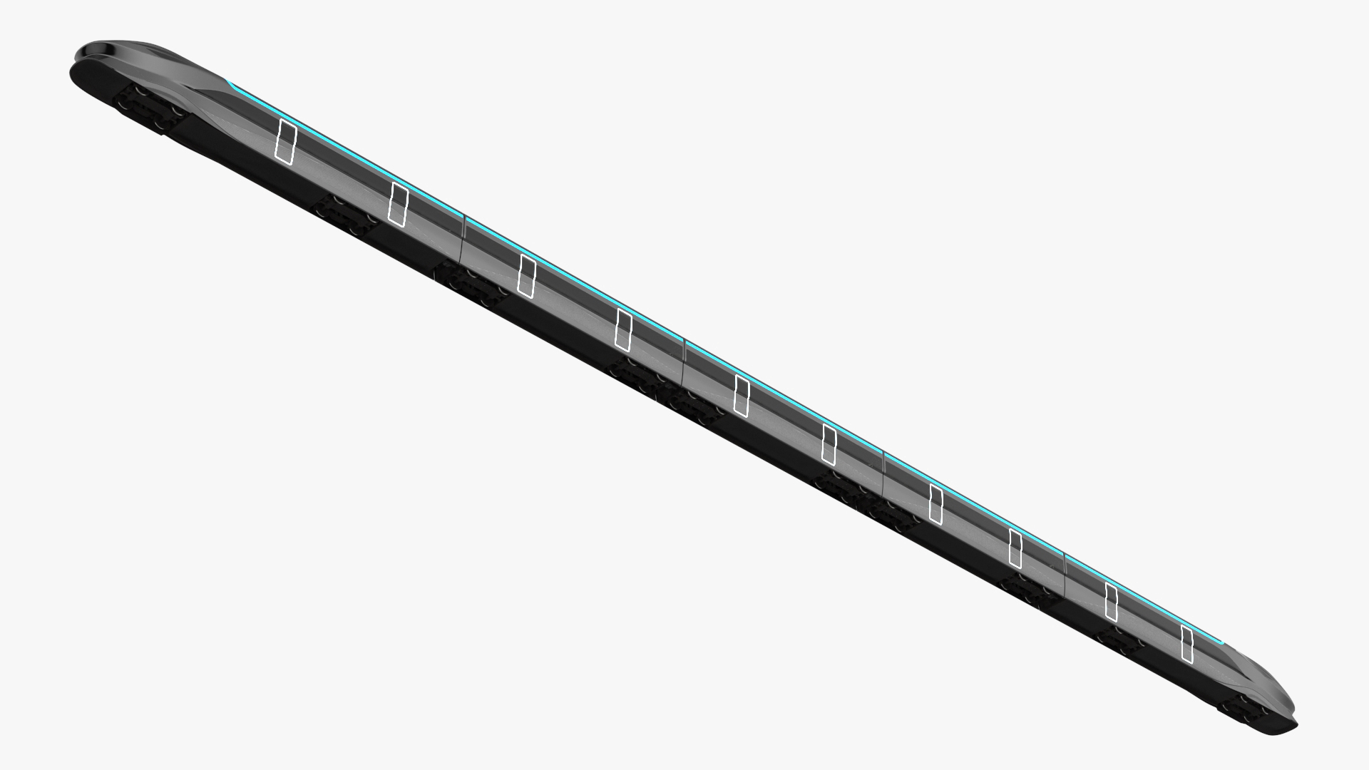 Futuristic Train with Cars Black 3D