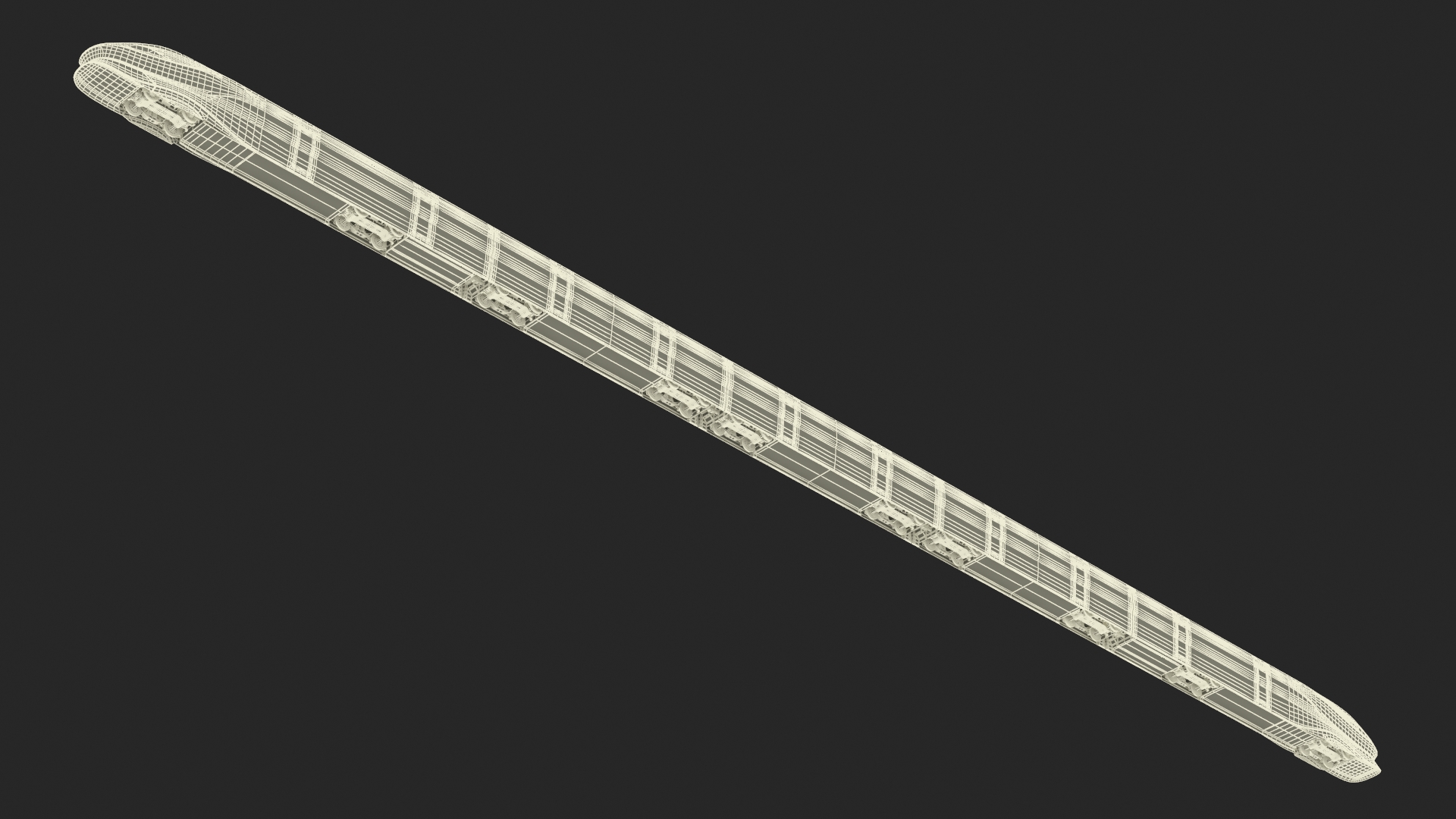 Futuristic Train with Cars Black 3D
