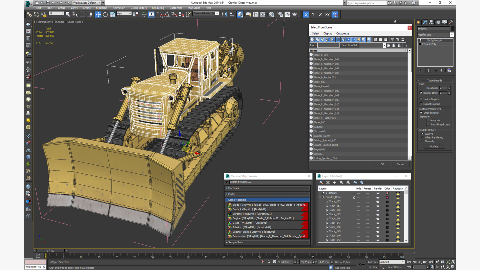 3D Crawler Dozer model