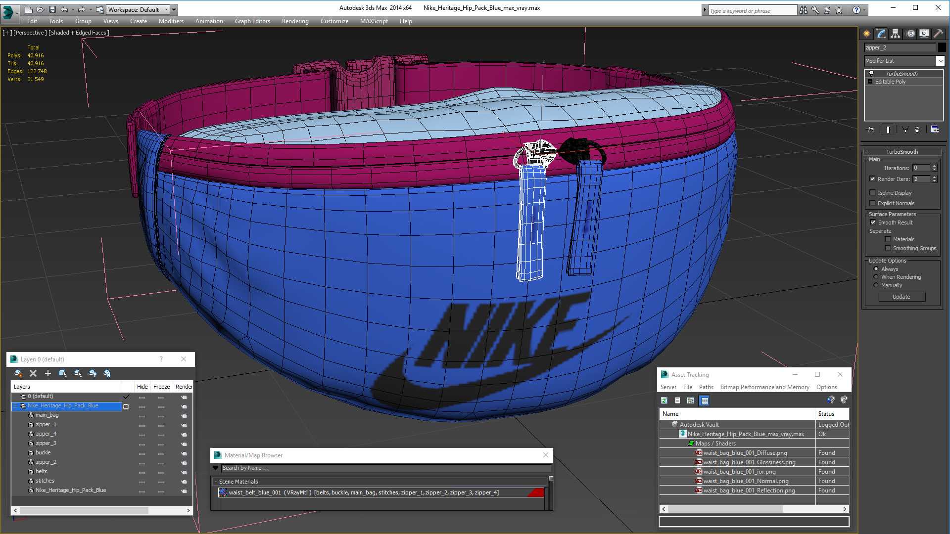 Nike Heritage Hip Pack Blue 3D