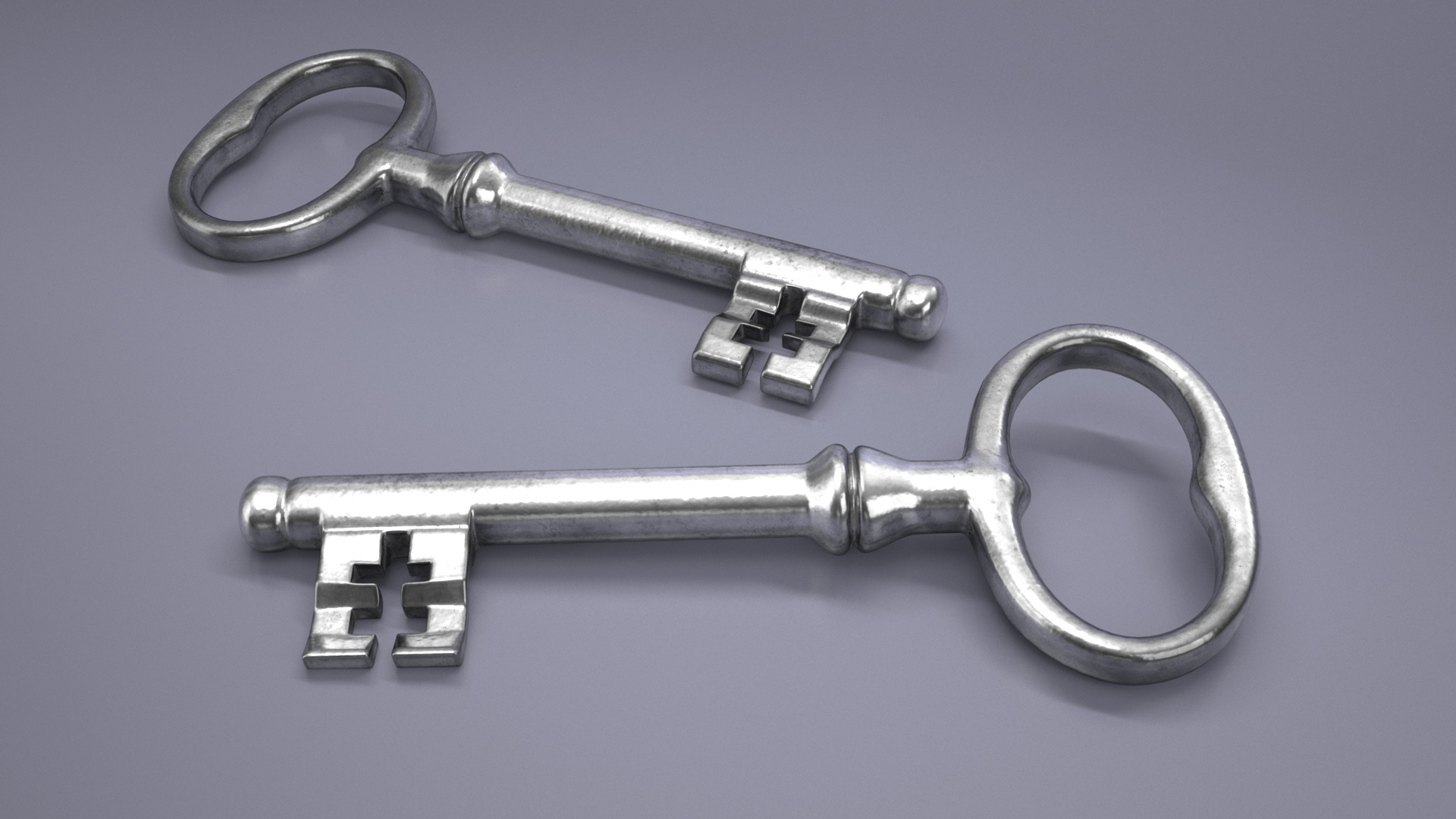 Classic Skeleton Key Silver 3D