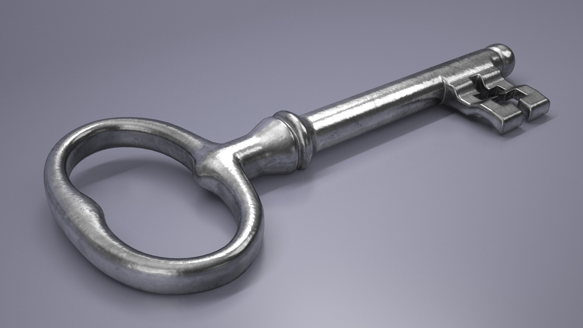 Classic Skeleton Key Silver 3D