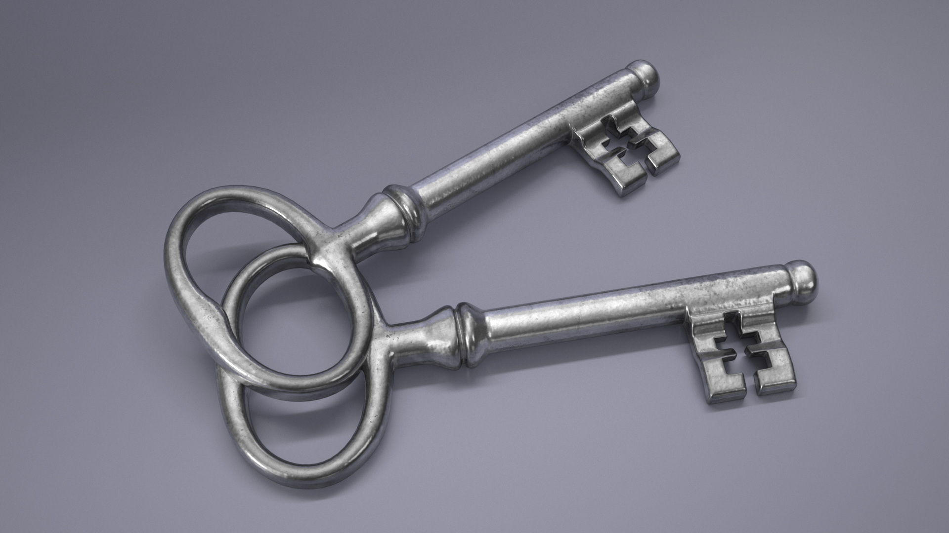 Classic Skeleton Key Silver 3D