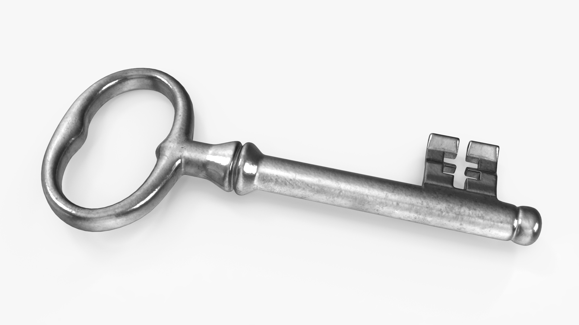 Classic Skeleton Key Silver 3D