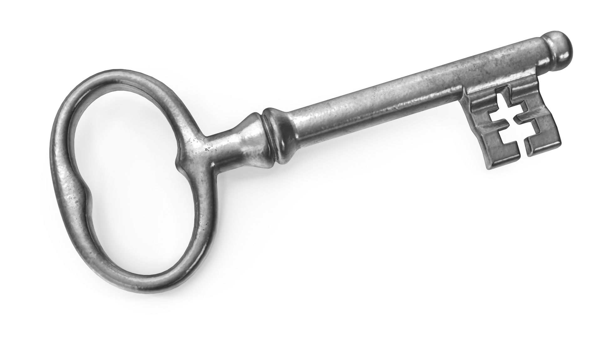Classic Skeleton Key Silver 3D