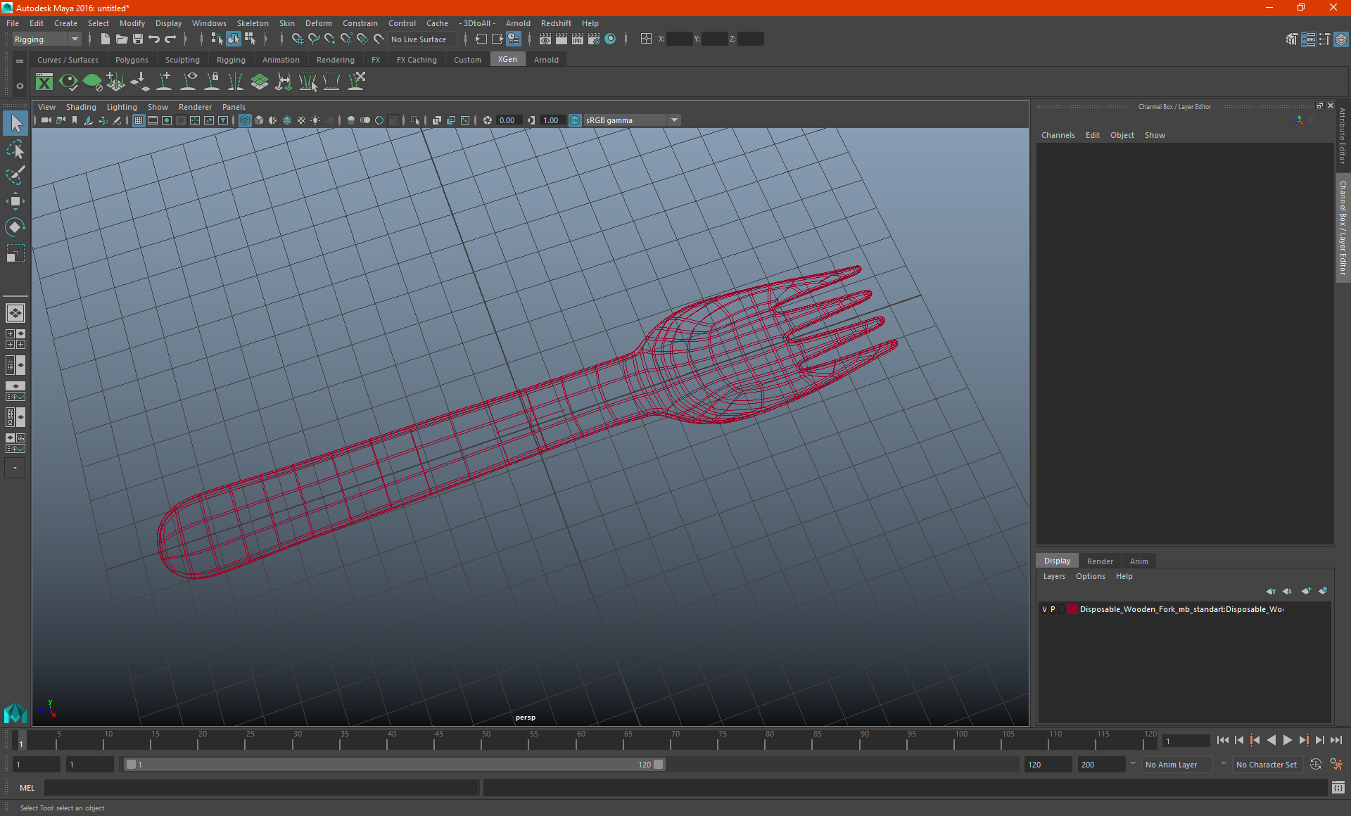 Disposable Wooden Fork 3D